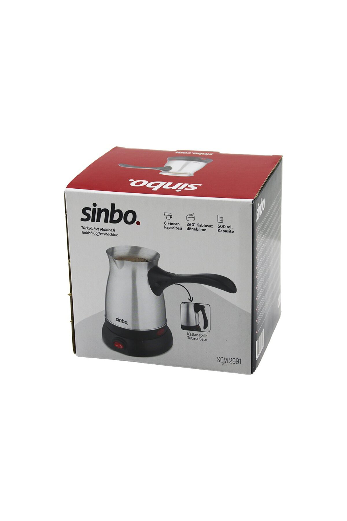 Ok Aksesuar Çelik Elektrikli Cezve Türk Kahve Makinesi - 6Fincan=500Ml 360 De