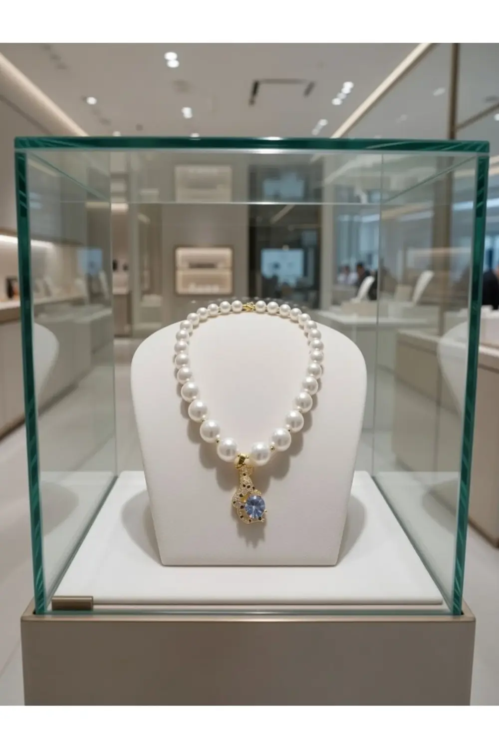 Çelik figürlü inci kolye