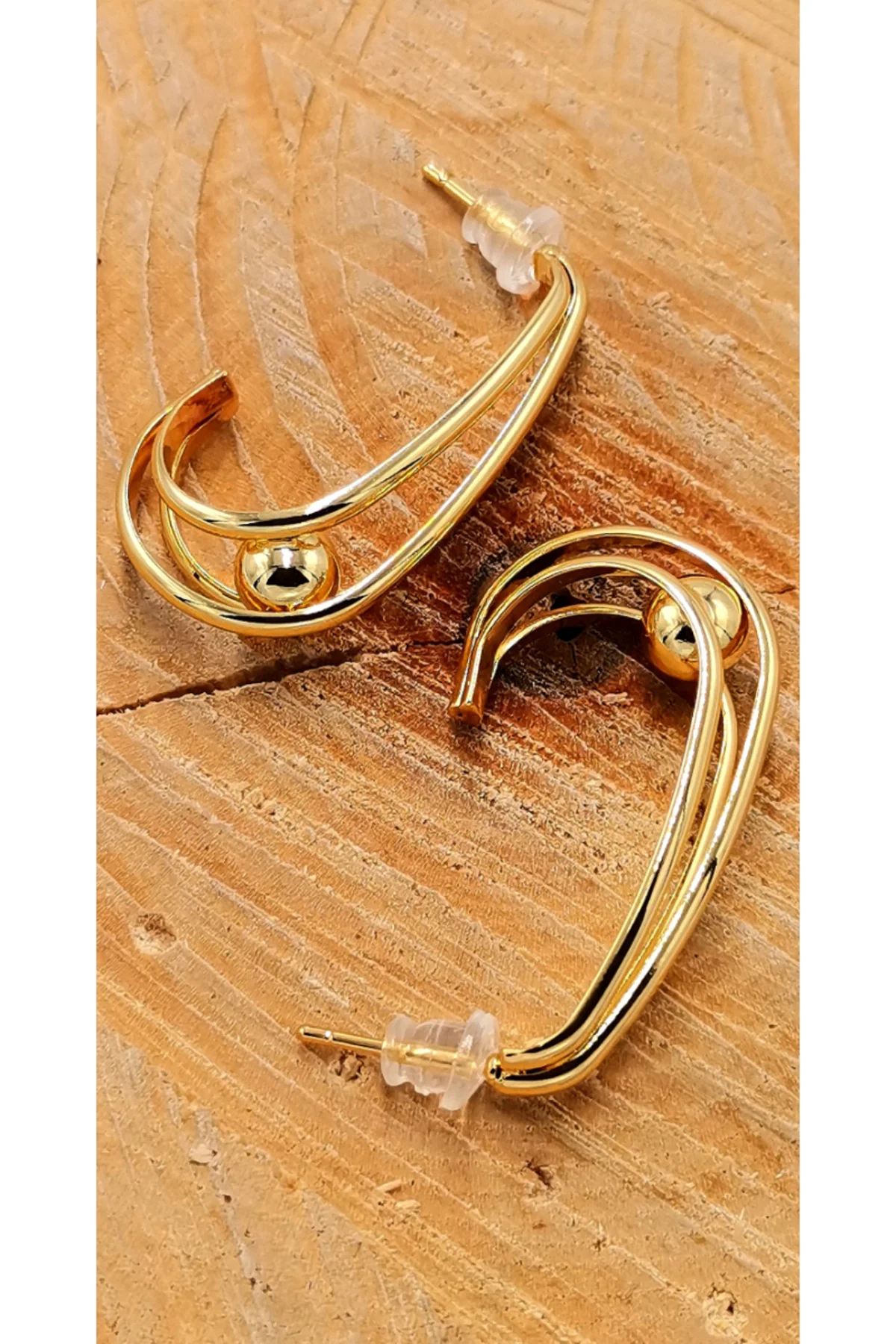 Çelik Gold Lüks Tasarım Küpe