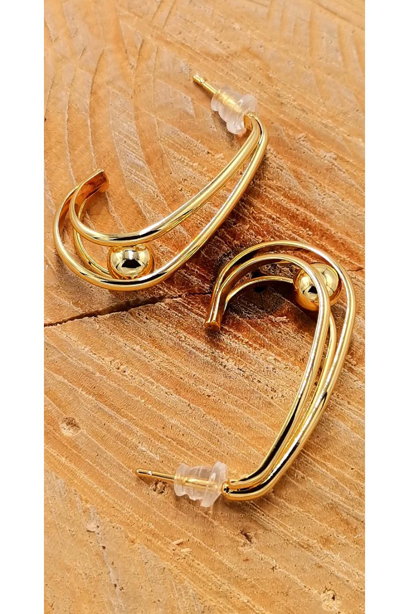 Çelik Gold Lüks Tasarım Küpe