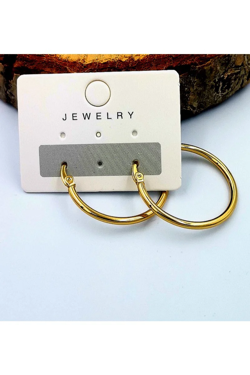 Çelik Gold Renk  Halka Küpe Çap 2,5 cm