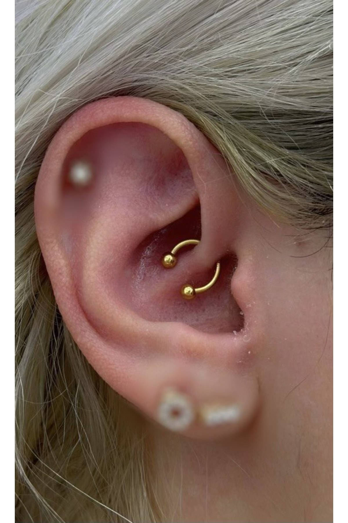 Arescollection Çelik Gold Yarım Halka Tragus Helix Rook Piercing