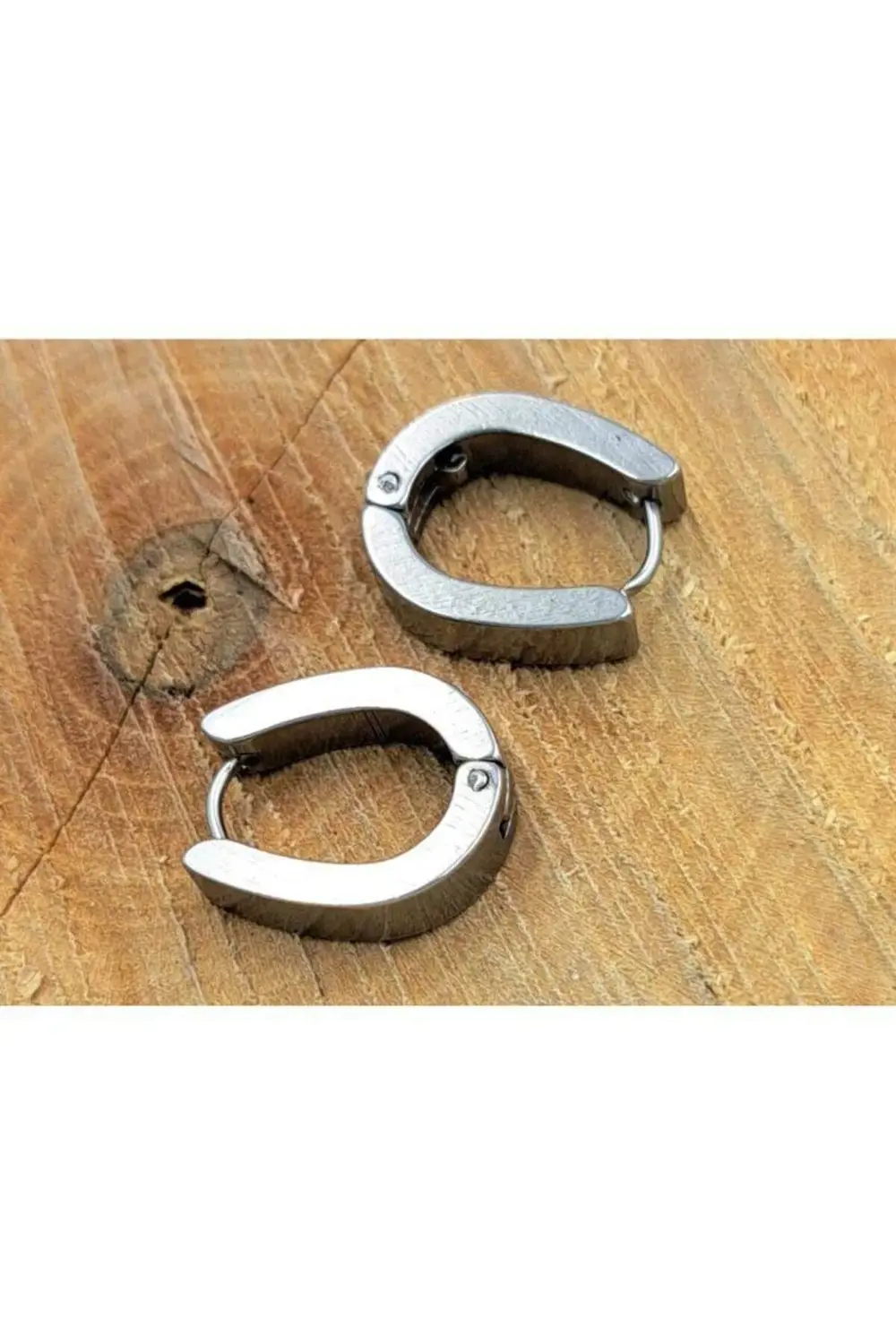 Çelik Gümüş Renk Düz Çift Unisex Küpe