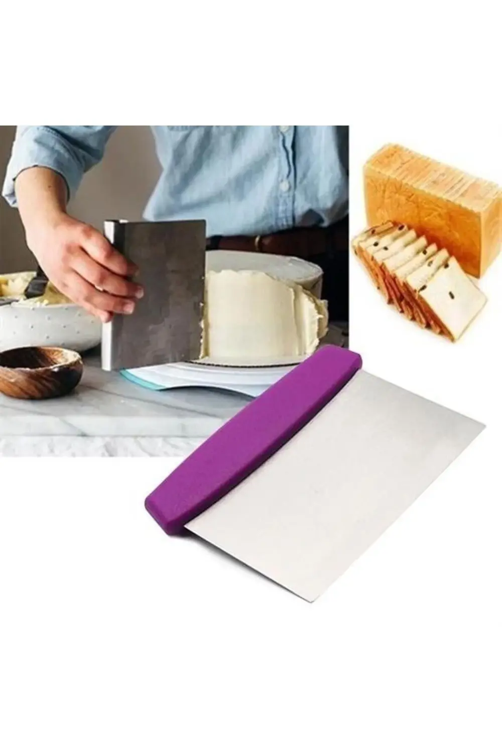 ® Çelik Hamur Kesici Kazıyıcı Pasta Kek Dekorasyon Spatula Aleti
