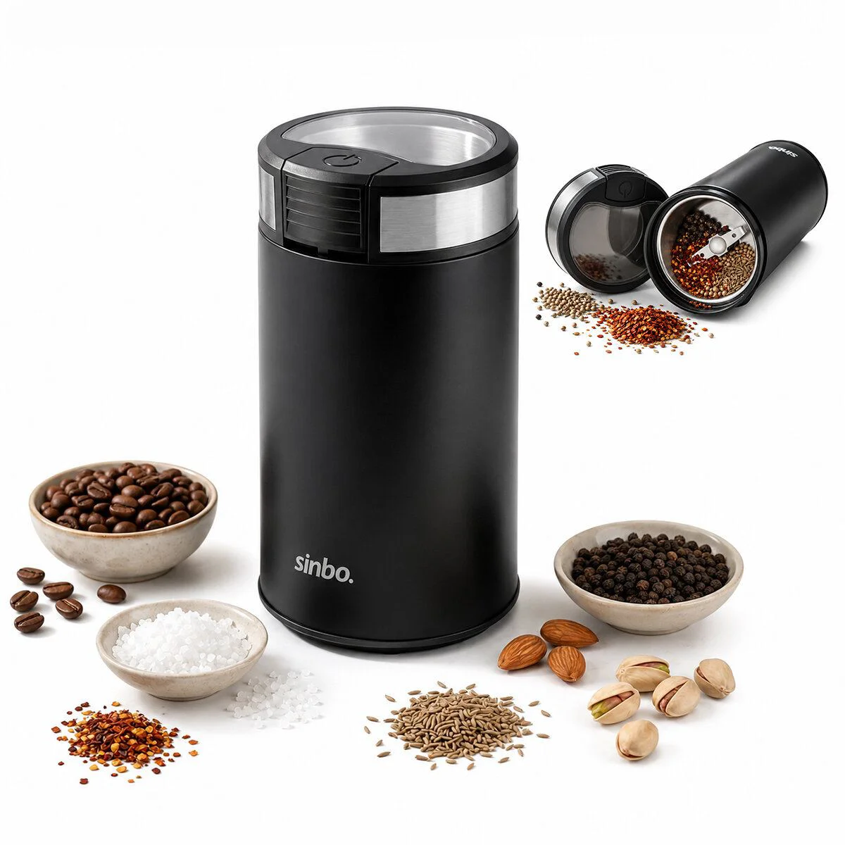 Çelik Hazneli 2 Bıçaklı Kahve ve Baharat Öğütücü Makinesi 50g Kap