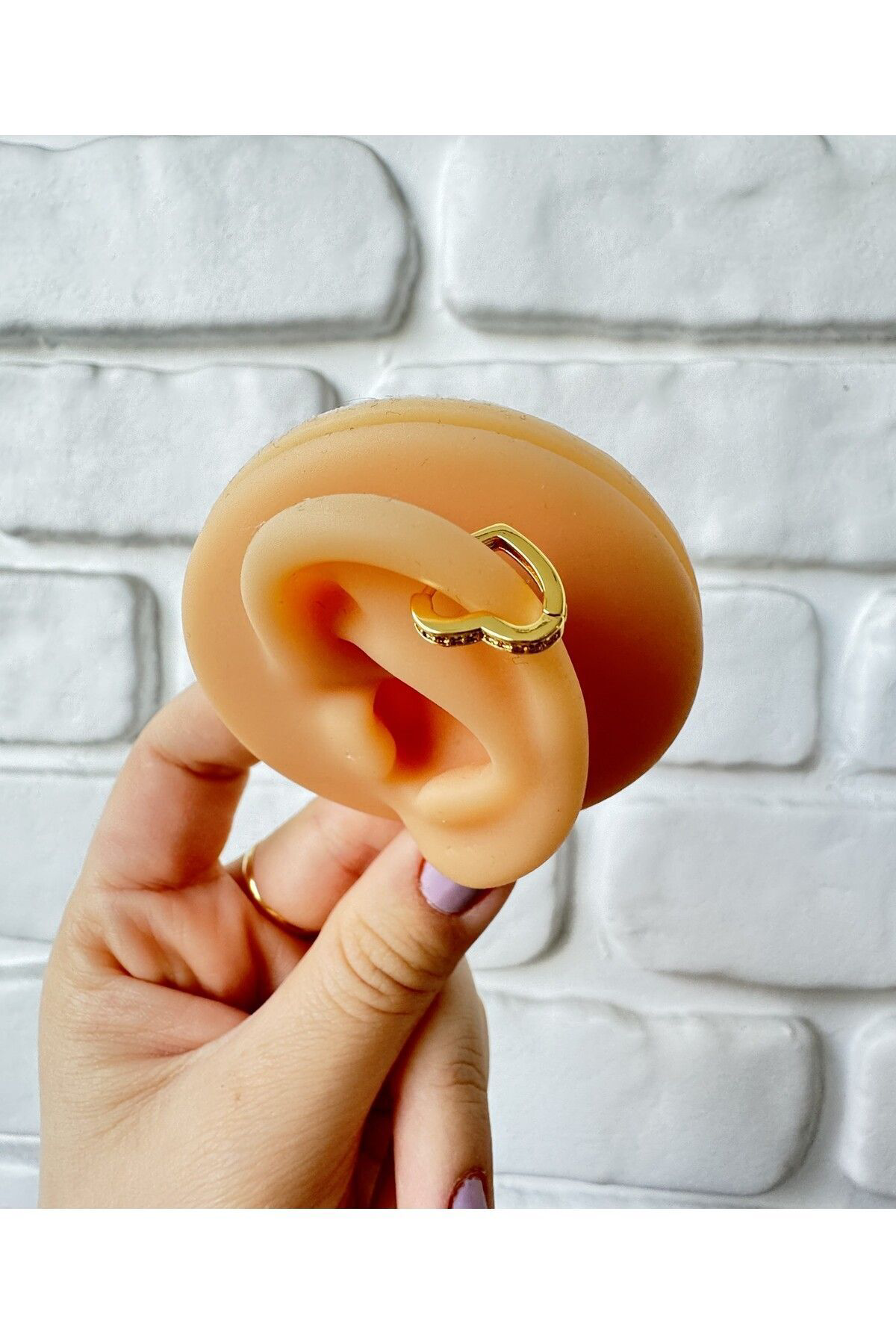 Alysa Jewelry Çelik Kalp Halka Zirkon Taşlı Piercing. Lobe, Tragus, Helix