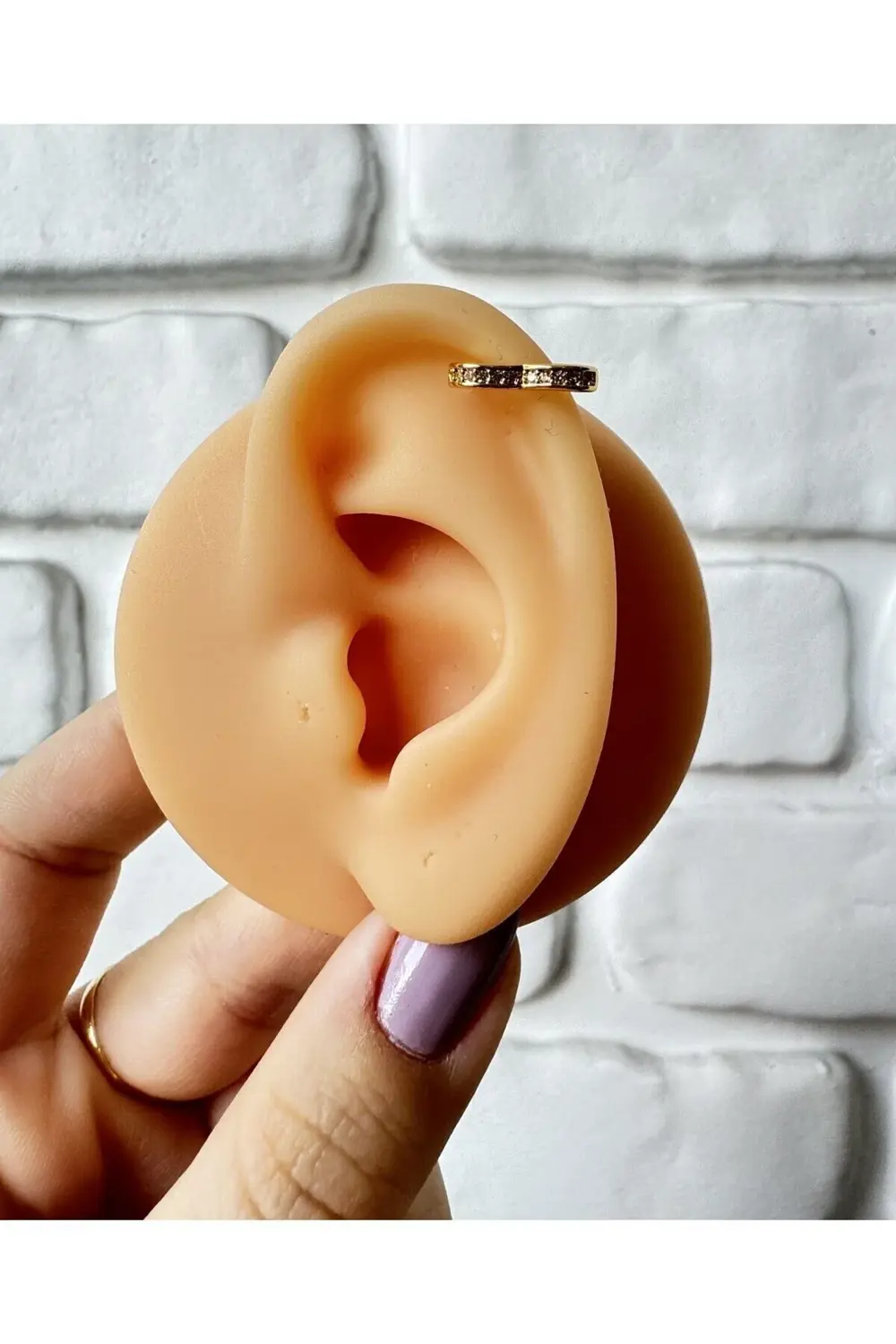 Alysa Jewelry Çelik Kalp Halka Zirkon Taşlı Piercing. Lobe, Tragus, Helix