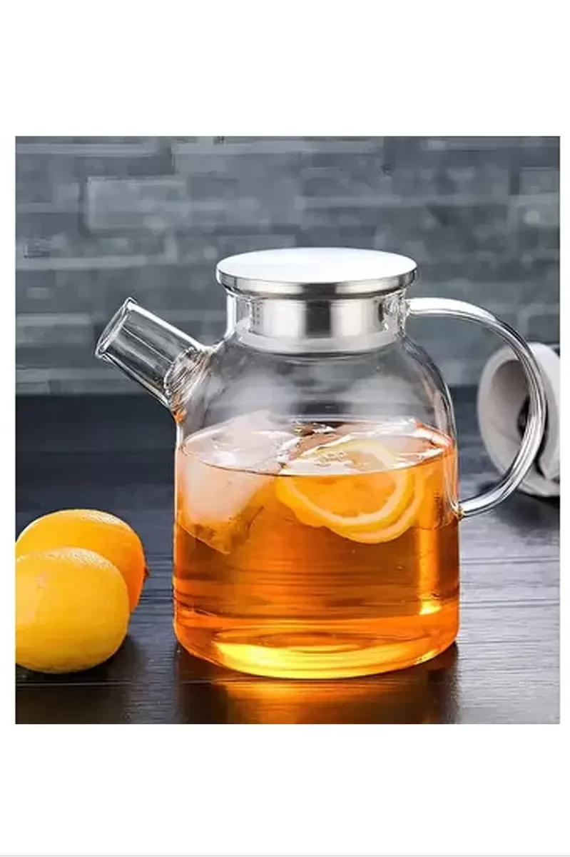 Çelik Kapaklı Borosilikat Uzun Cam Demlik 1800 Ml Royaleks-CM-200