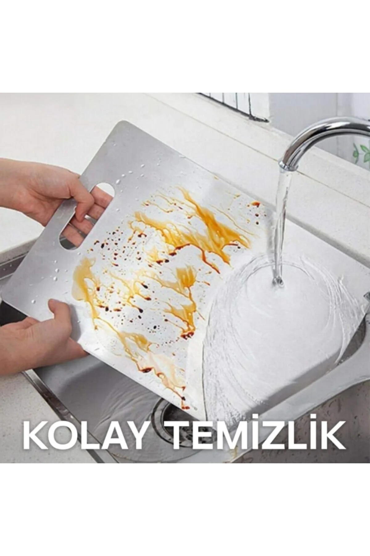 Çelik Kesme Tahtası 3'lü Set Paslanmaz Çelik Gıda Temasına Uygun 