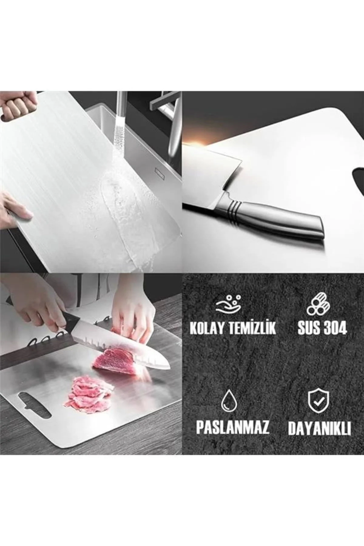 Çelik Kesme Tahtası Paslanmaz Çelik 304 Kalite Metal Kesme Tahtas
