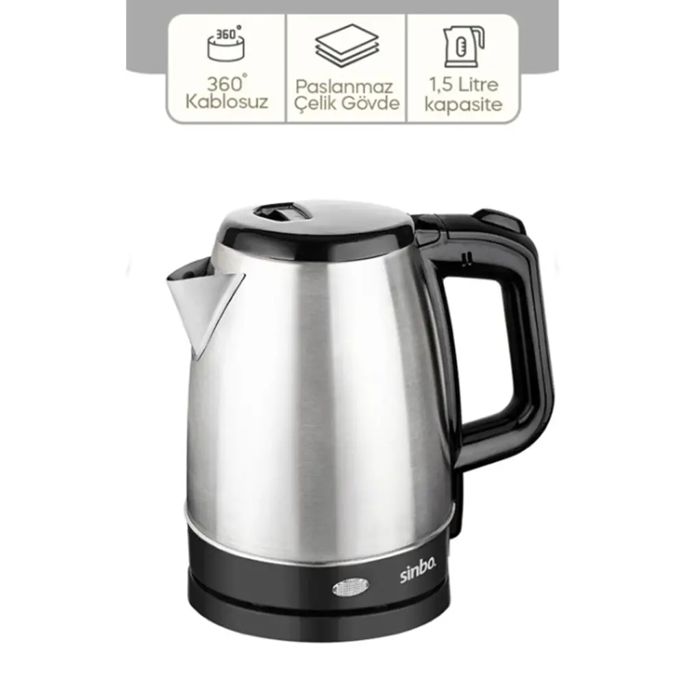 ÇELİK KETTLE 1.7LT GİZLİ REZİSTANS - KABLOSUZ SK-8015 (4741)