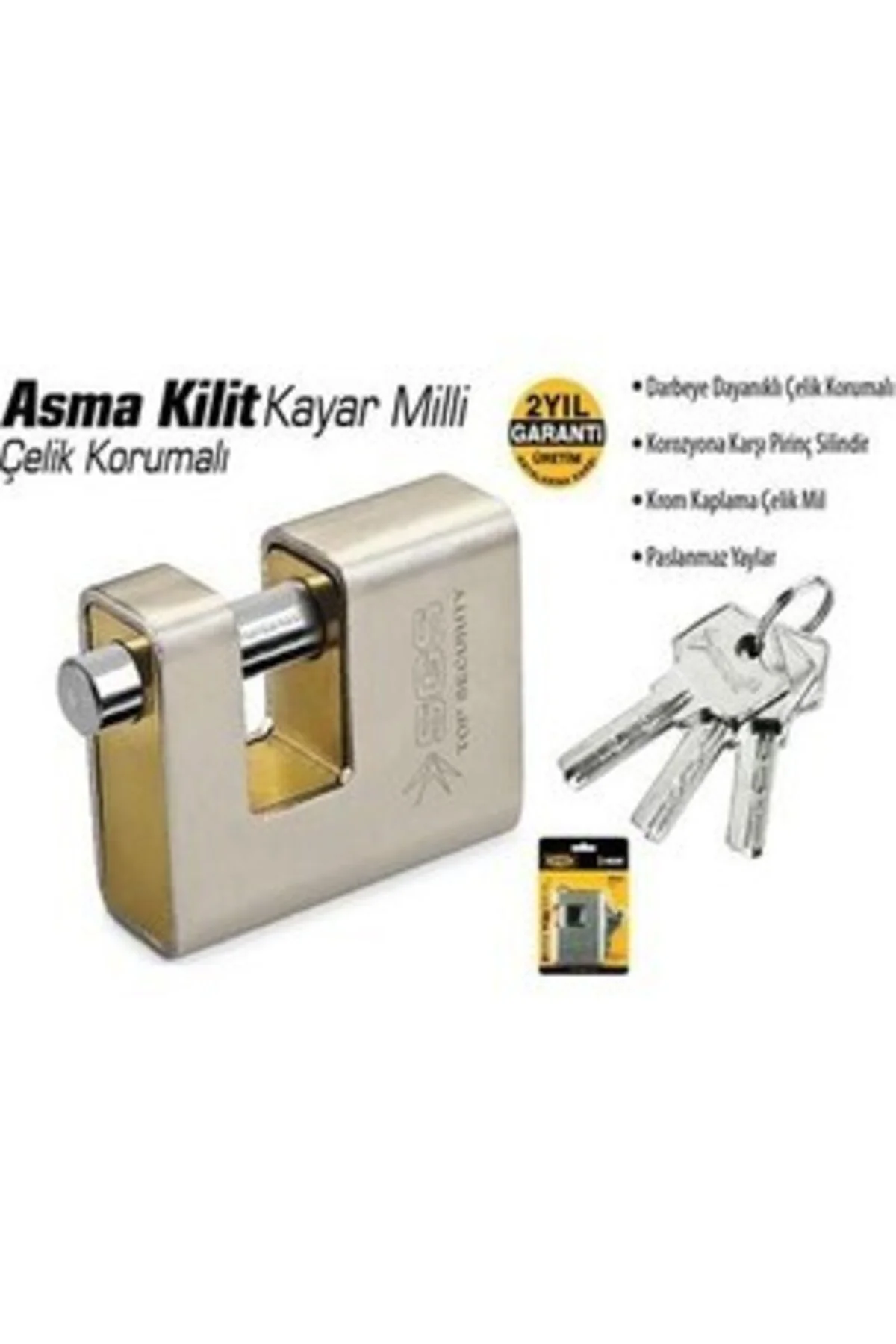 Çelik Korumalı Kayar Milli Asma Kilit 70Mm Sgs1370 (1 Adet) Fiyatı, Yorumları ve Özellikleri