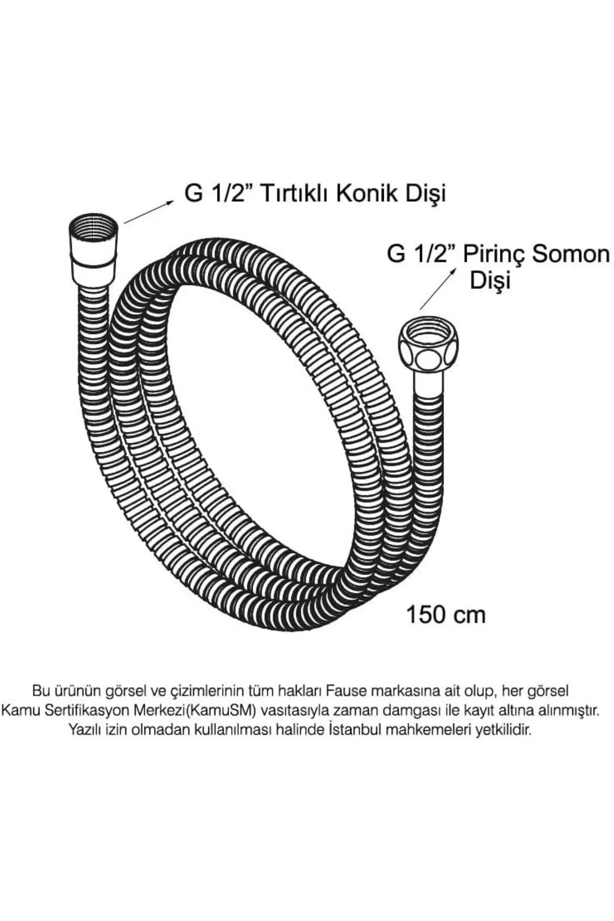 Çelik Kromlu Duş Hortumu 150 cm Pirinç Somon KDH101 (Siyah)