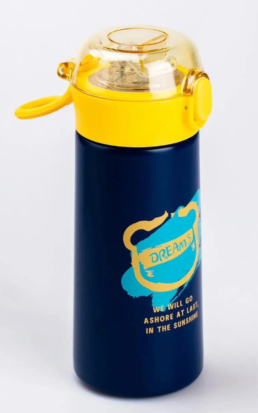 Çelik Matara Silikon Pipetli Ayıcıklı Suluk- Mavi