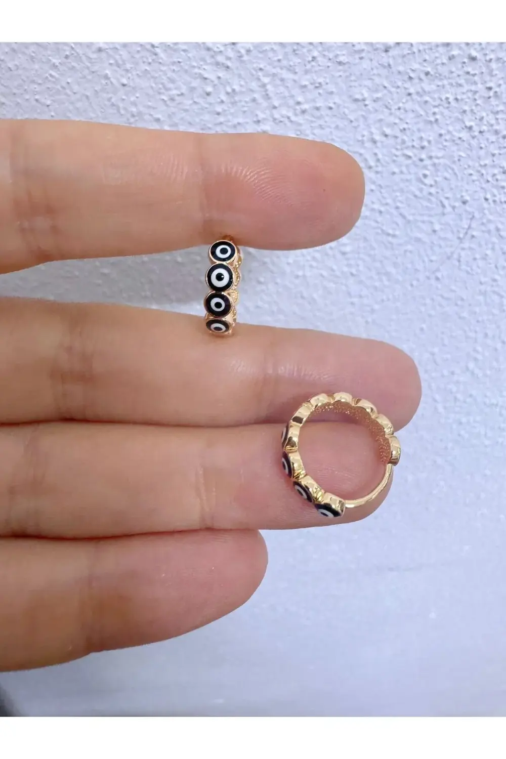 Arescollection Çelik Nazar Boncuklu Kadın Halka Küpe