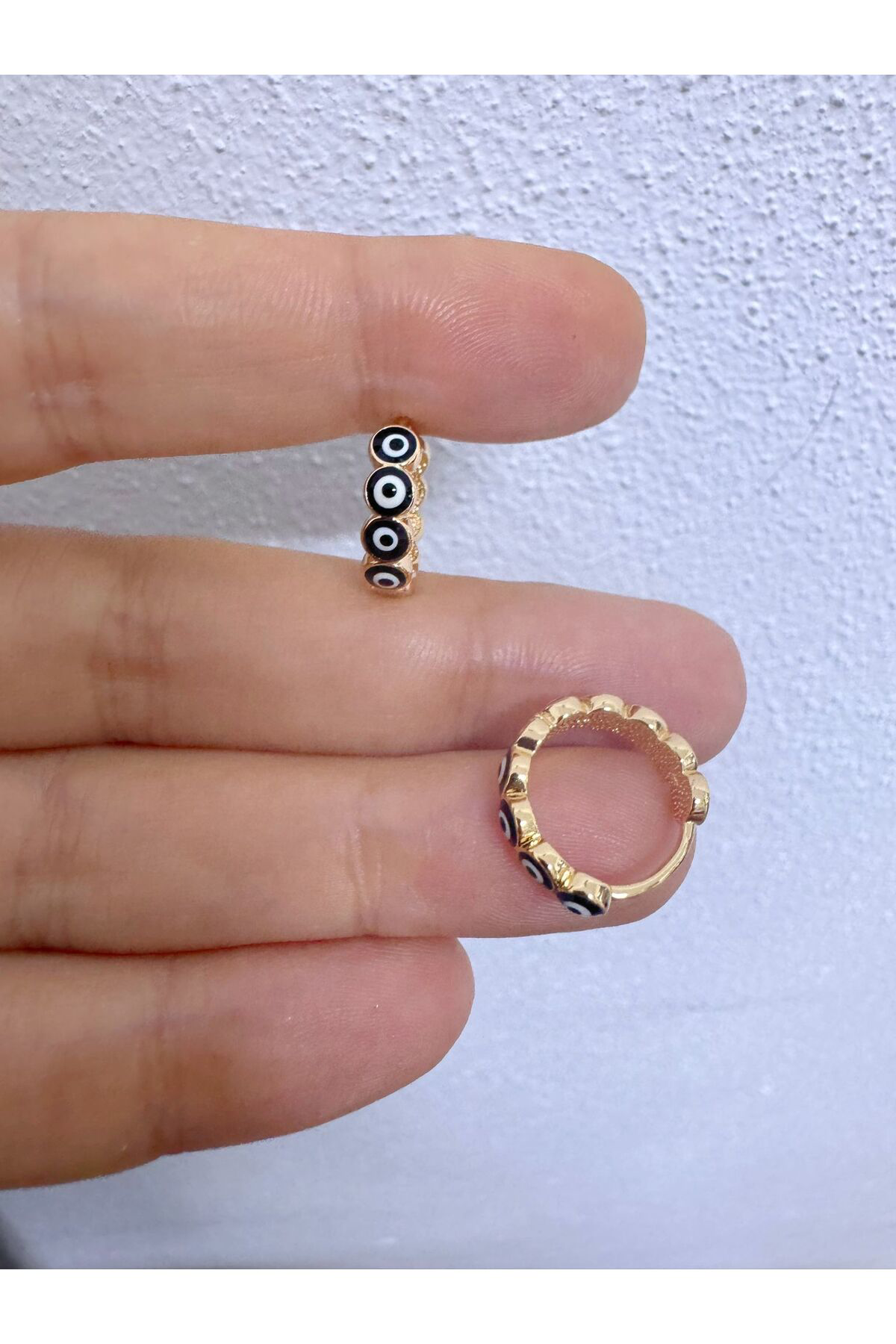 Arescollection Çelik Nazar Boncuklu Kadın Halka Küpe