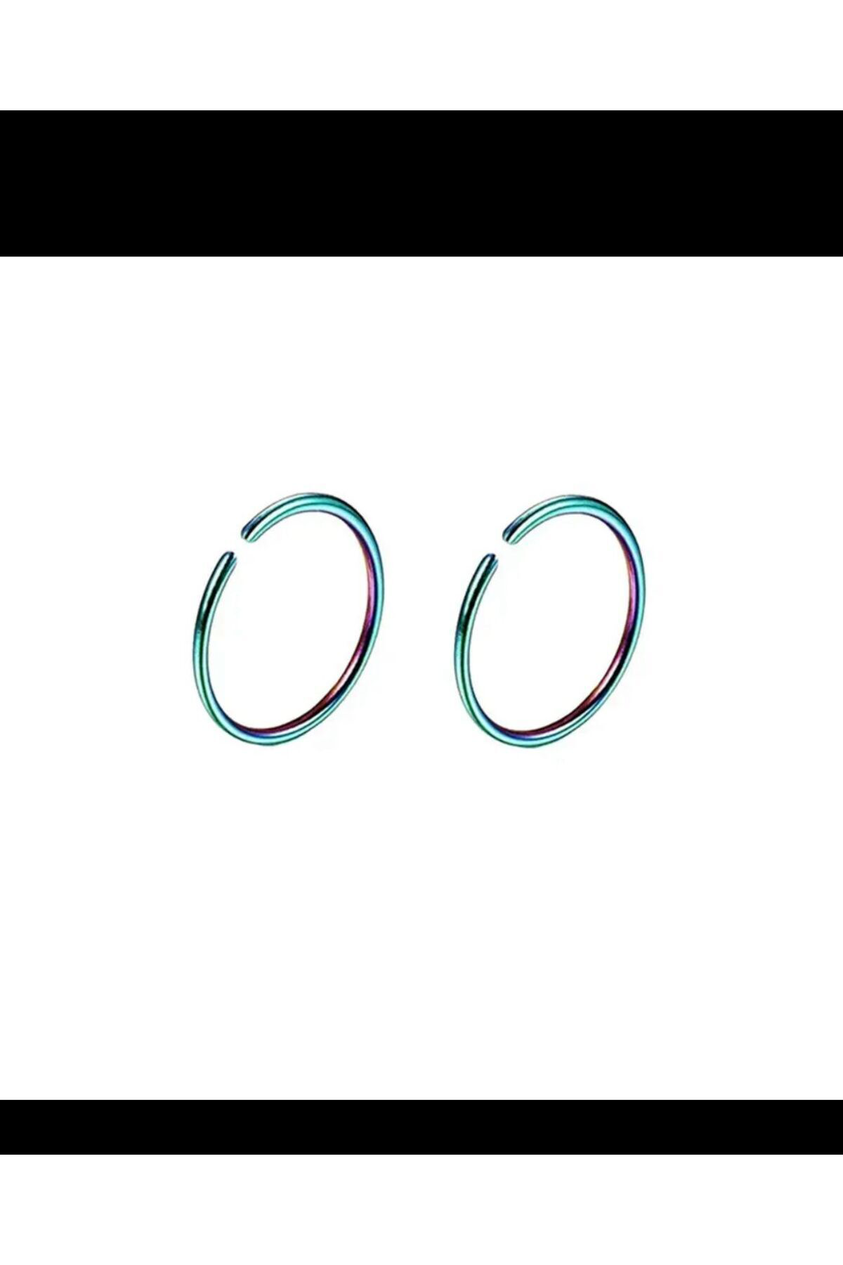 Arescollection Çelik Rainbow Delik Gerektirmeyen Sıkıştırmalı Halka Burun Pierci