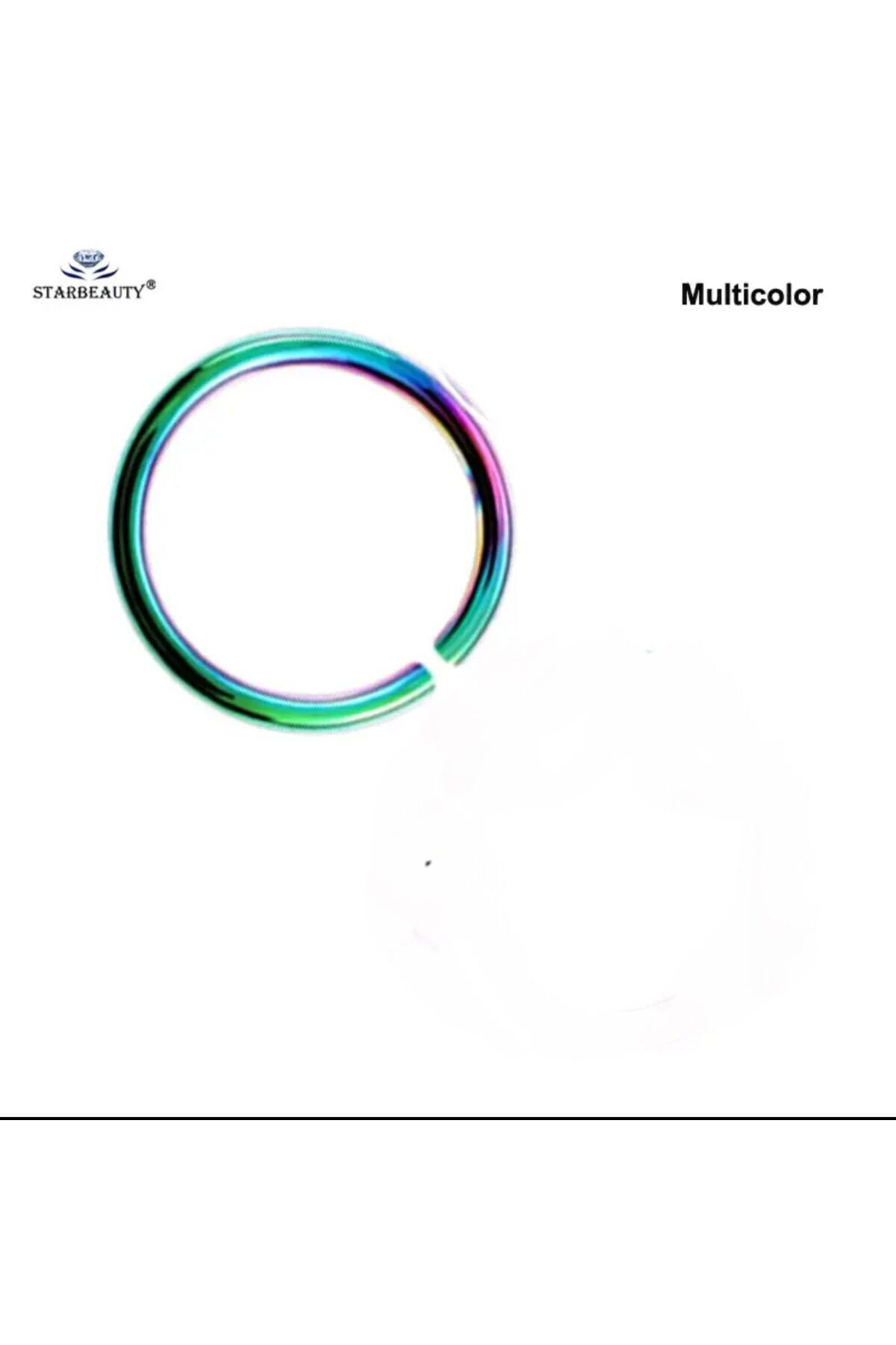 Arescollection Çelik Rainbow Delik Gerektirmeyen Sıkıştırmalı Halka Burun Pierci
