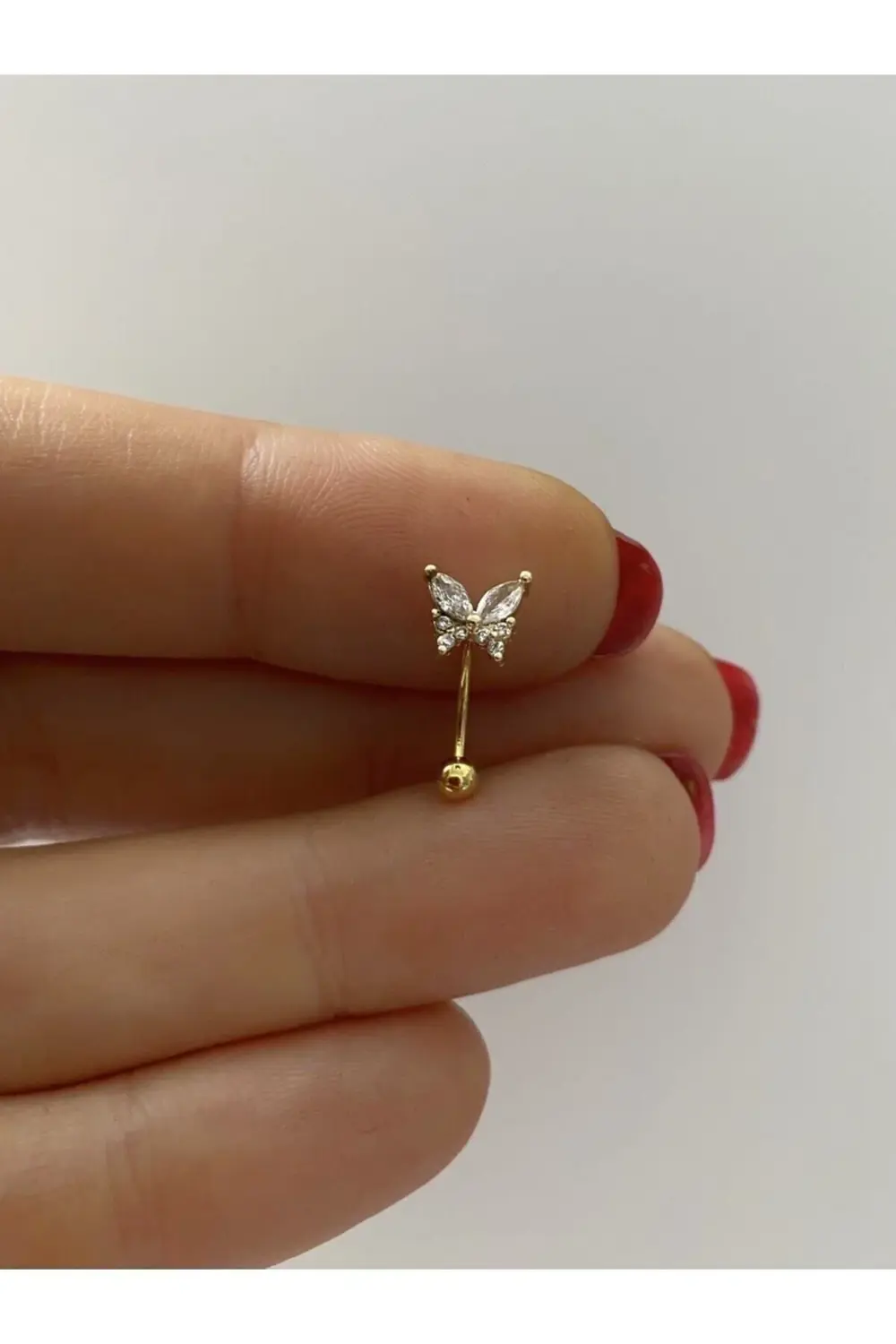 Arescollection Çelik Rook Kaş Kelebek Detay Zirkon Taşlı Piercing