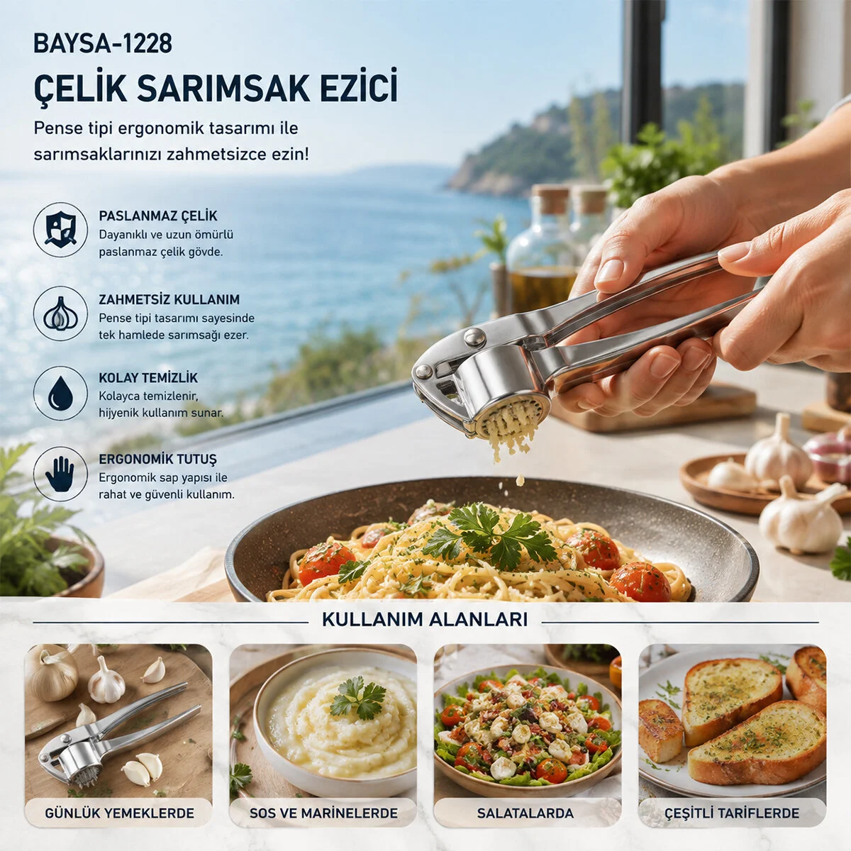 Çelik Sarımsak Ezici