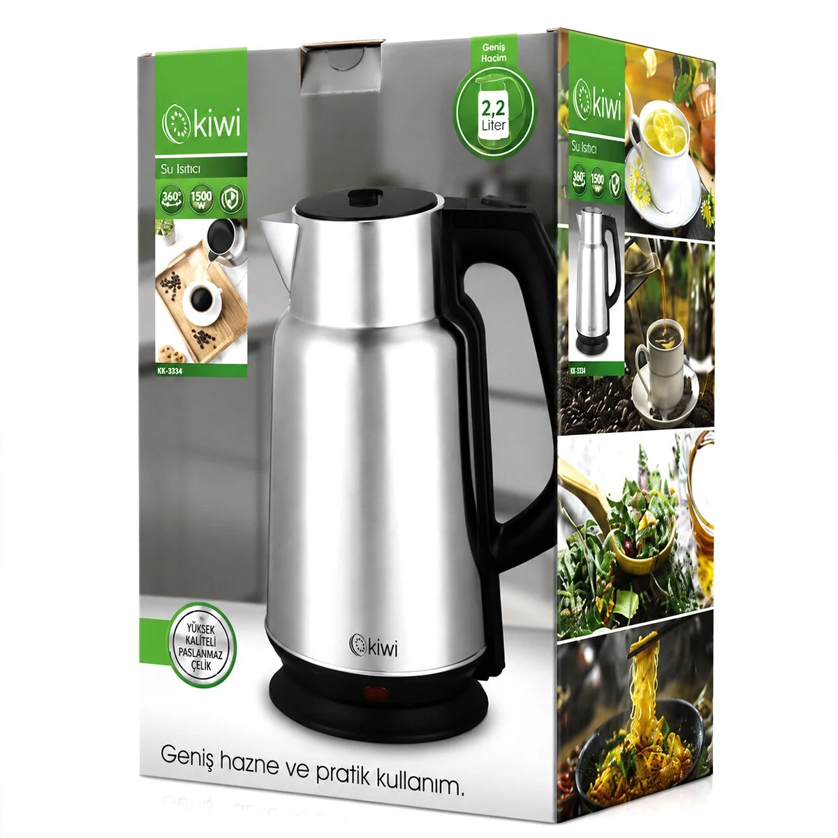 Çelik - Sürahi Model Kettle Elektrikli Su Isıtıcısı Paslanmaz Çelik Gizli Rezistans 360° 2.2lt 1500w Kk-3334 Bx40 Fiyatı, Yorumları ve Özellikleri