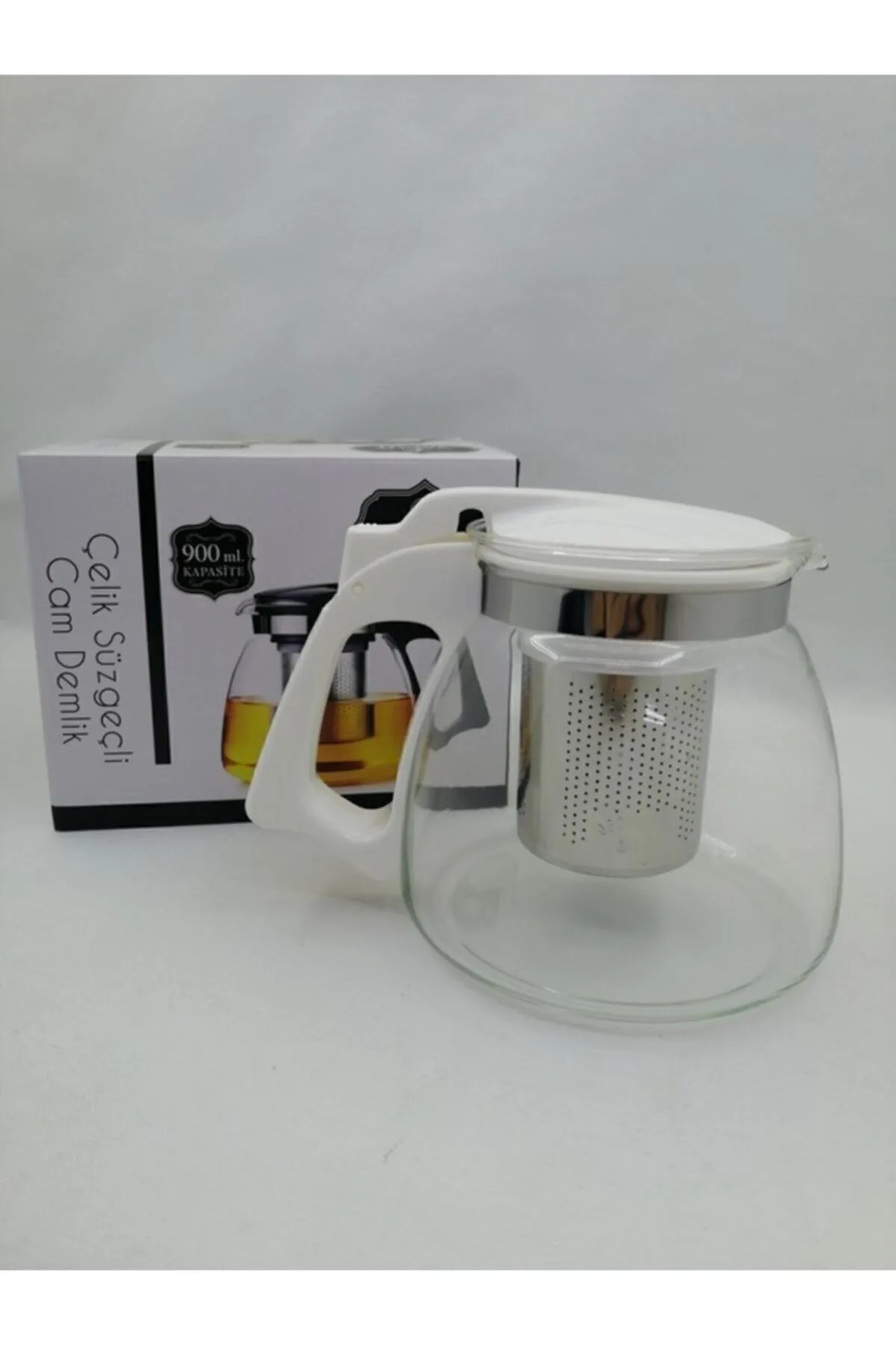 Just Cheap Store Çelik Süzgeçli Cam Demlik 900 Ml. 8882