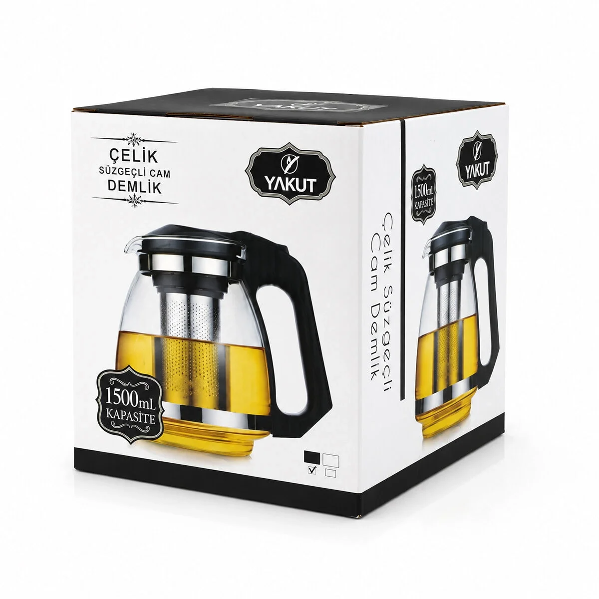 Çelik Süzgeçli Cam Demlik 1500ml Bx40 Fiyatı, Yorumları ve Özellikleri