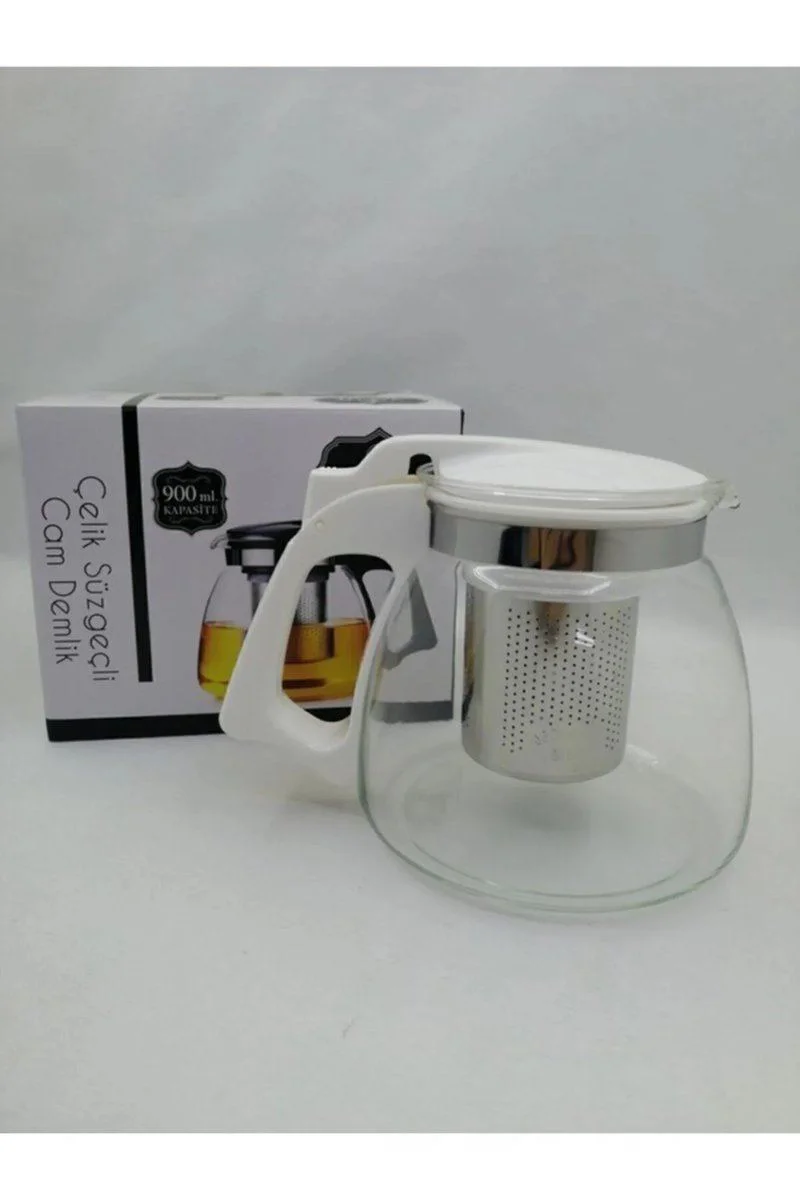 Çelik Süzgeçli Cam Demlik 900 ml - Paslanmaz Çelik Çay Demliği Fiyatı, Yorumları ve Özellikleri