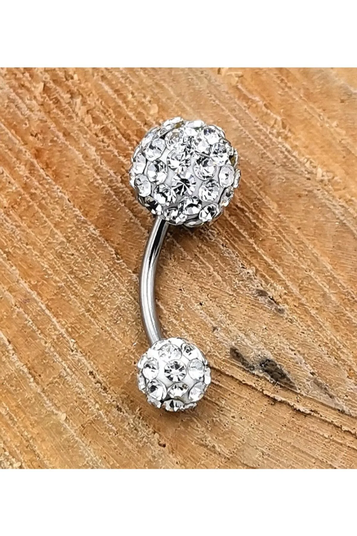 Çelik Taşlı Göbek Piercing
