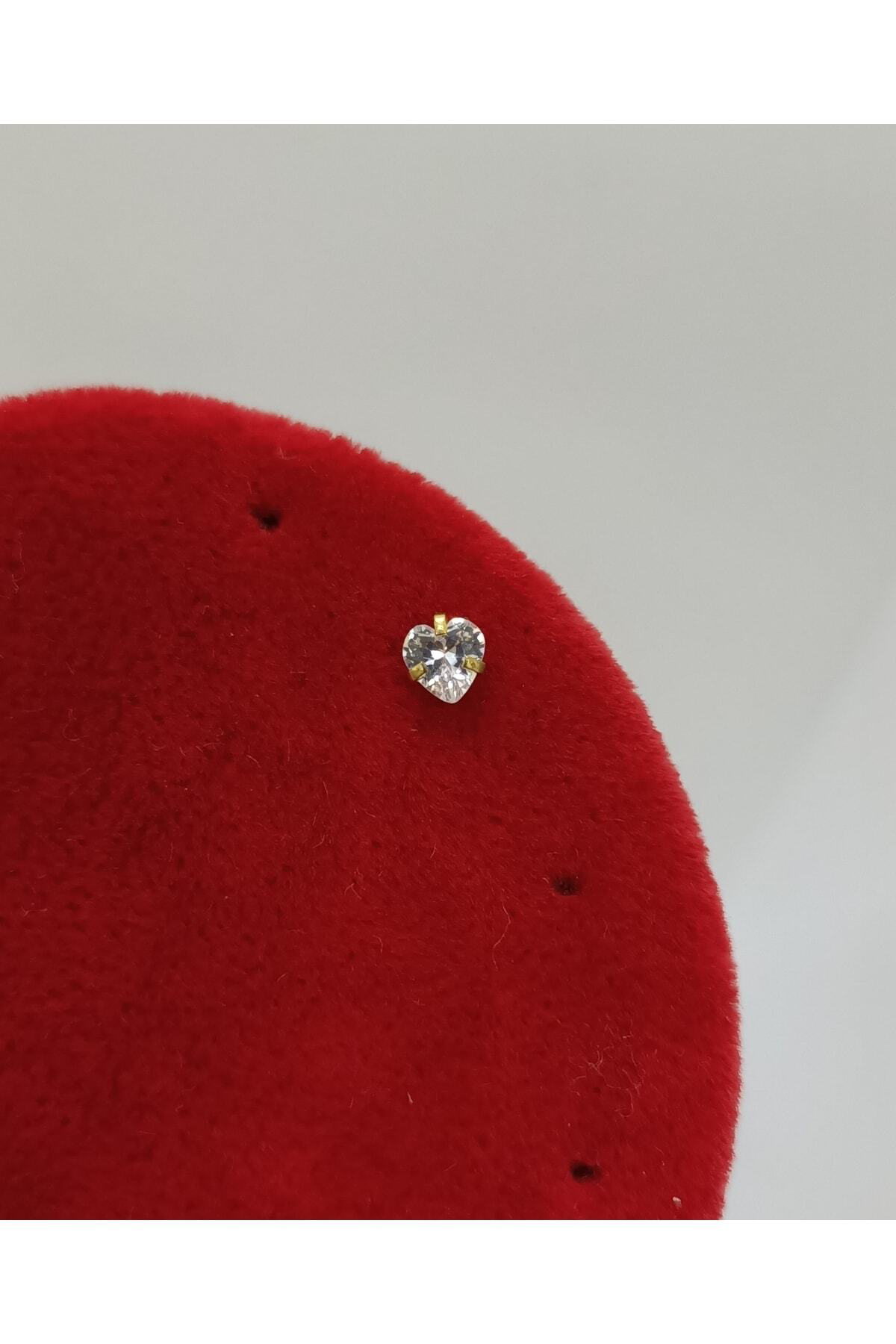 Çelik Tek Taş Kalp Tragus Kıkırdak Piercingi