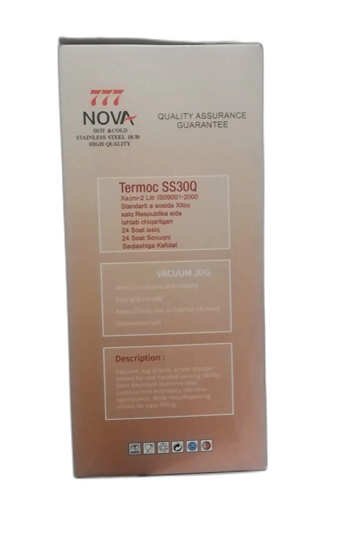 Çelik termos 2 litre gümüş renk 24 saat yalıtım süresi ile içecek saklama kabı - Spor &amp; Outdoor