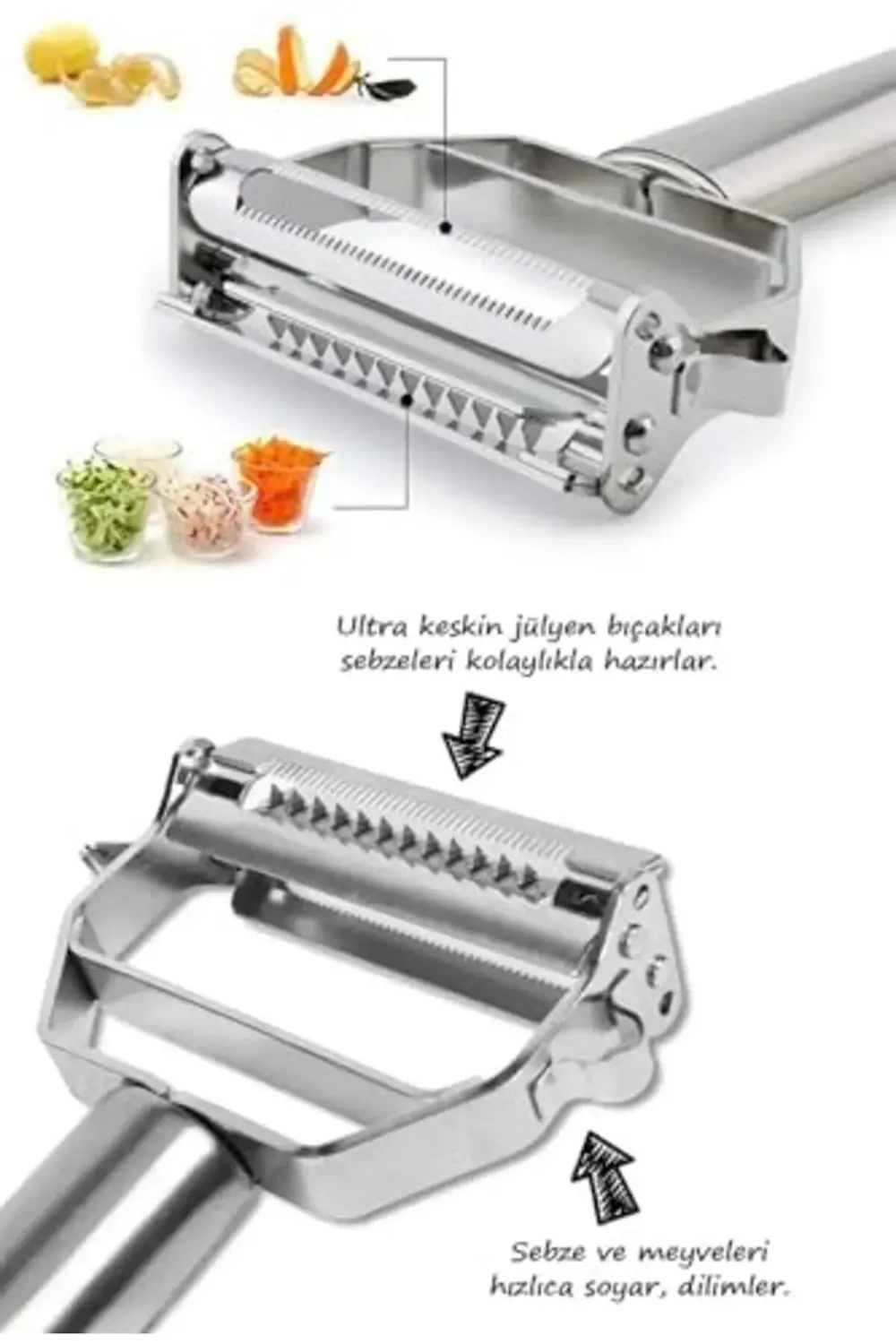Çelik Turbo Jülyen Soyacak Sebze ve Meyve Soyucu Pratik Soyacak 1