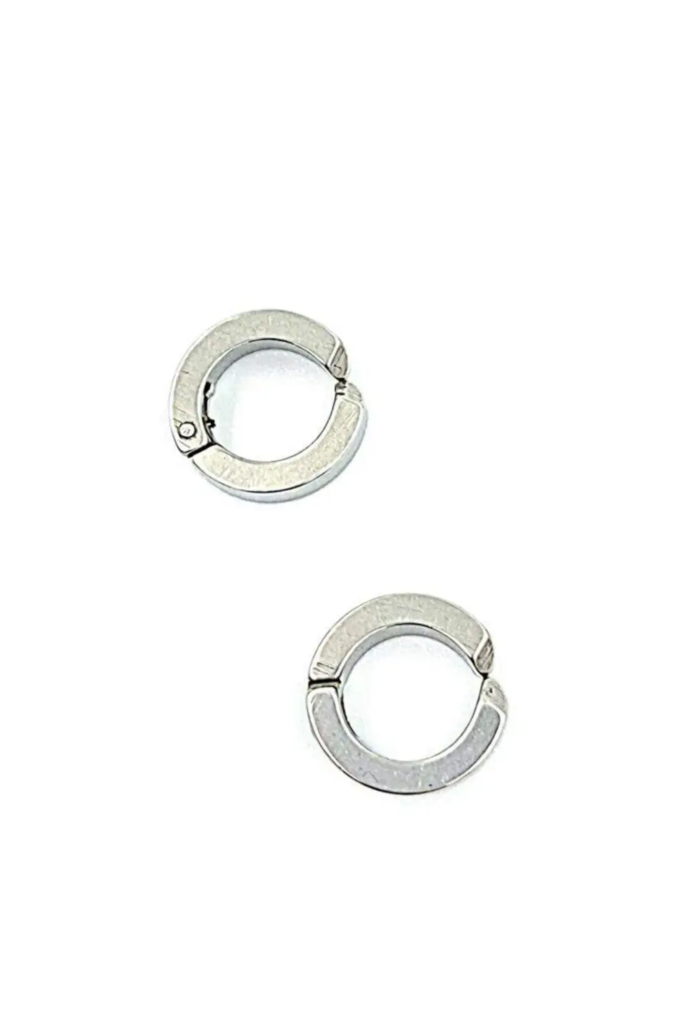 Çelik Unısex Kıstırmalı Gümüş Küpe