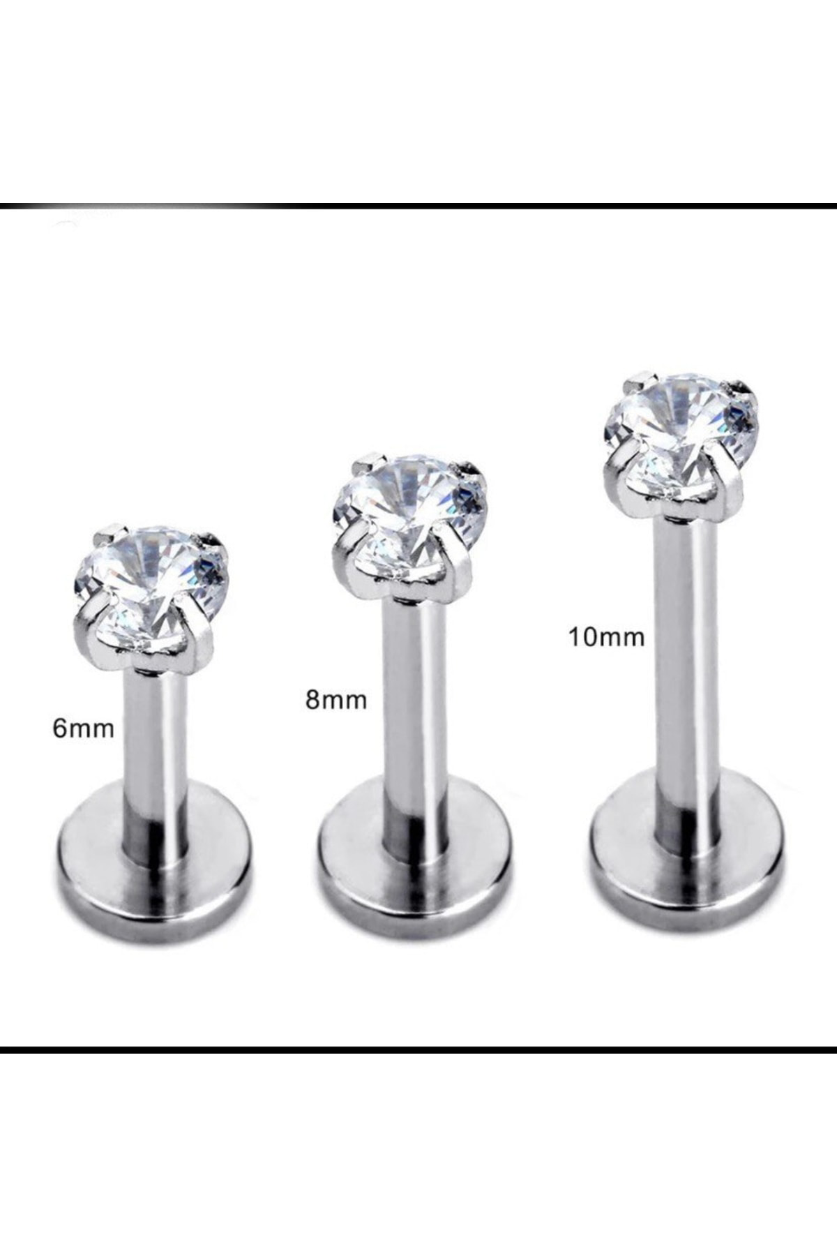 Çelik Zirkon Taş Labret Piercing