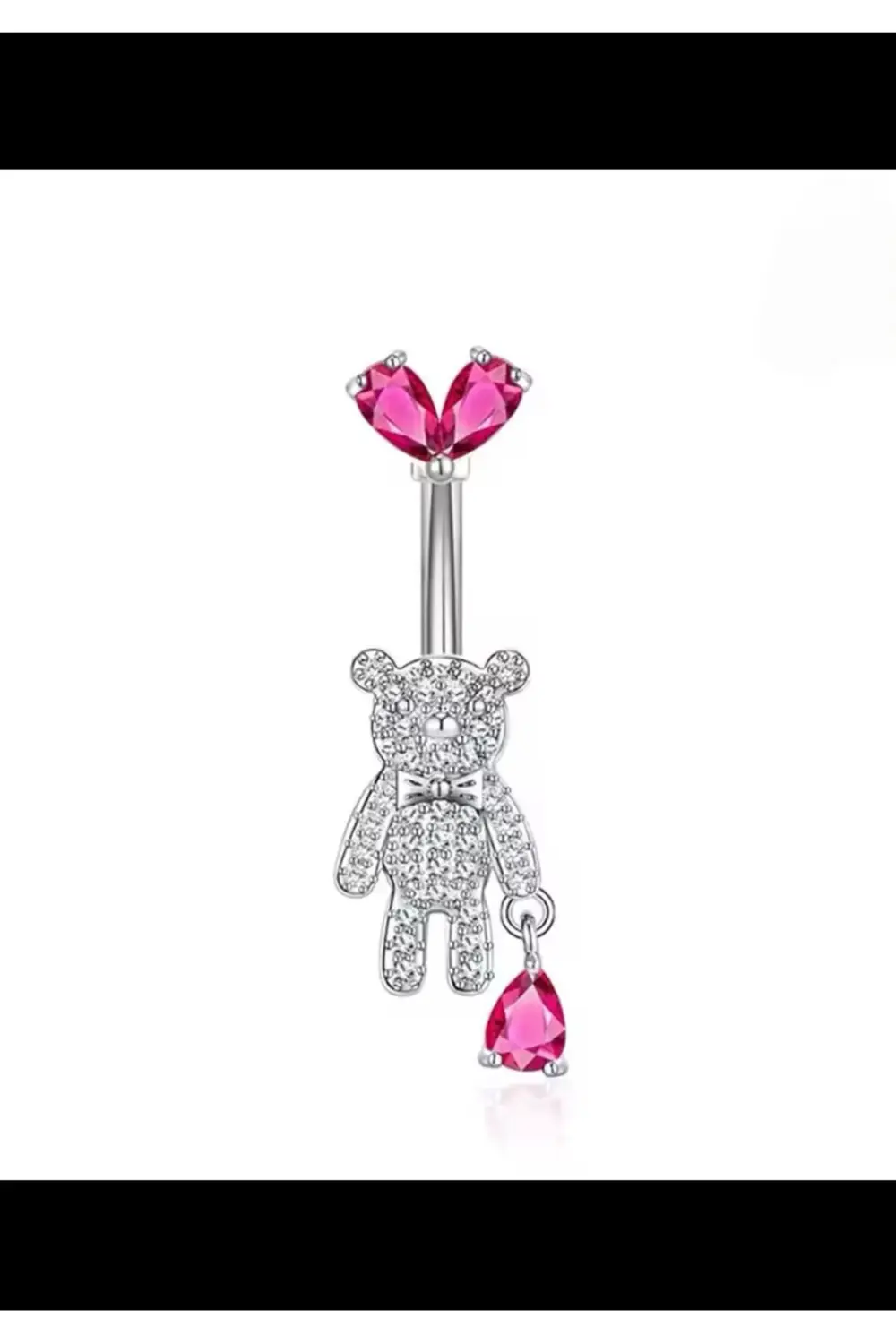 Arescollection Çelik Zirkon Taşlı Ayıcık Göbek Piercingi