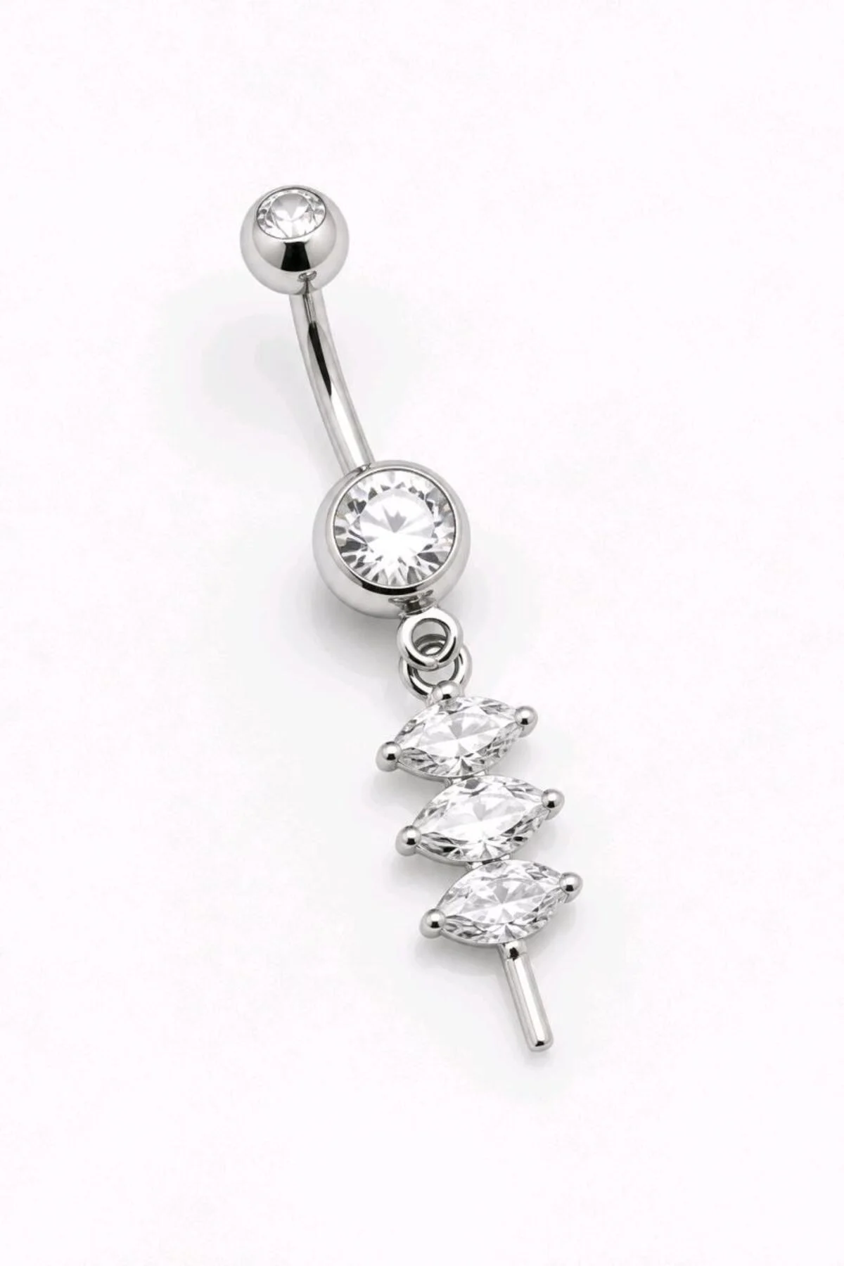 Çelik Zirkon Taşlı Göbek Piercing