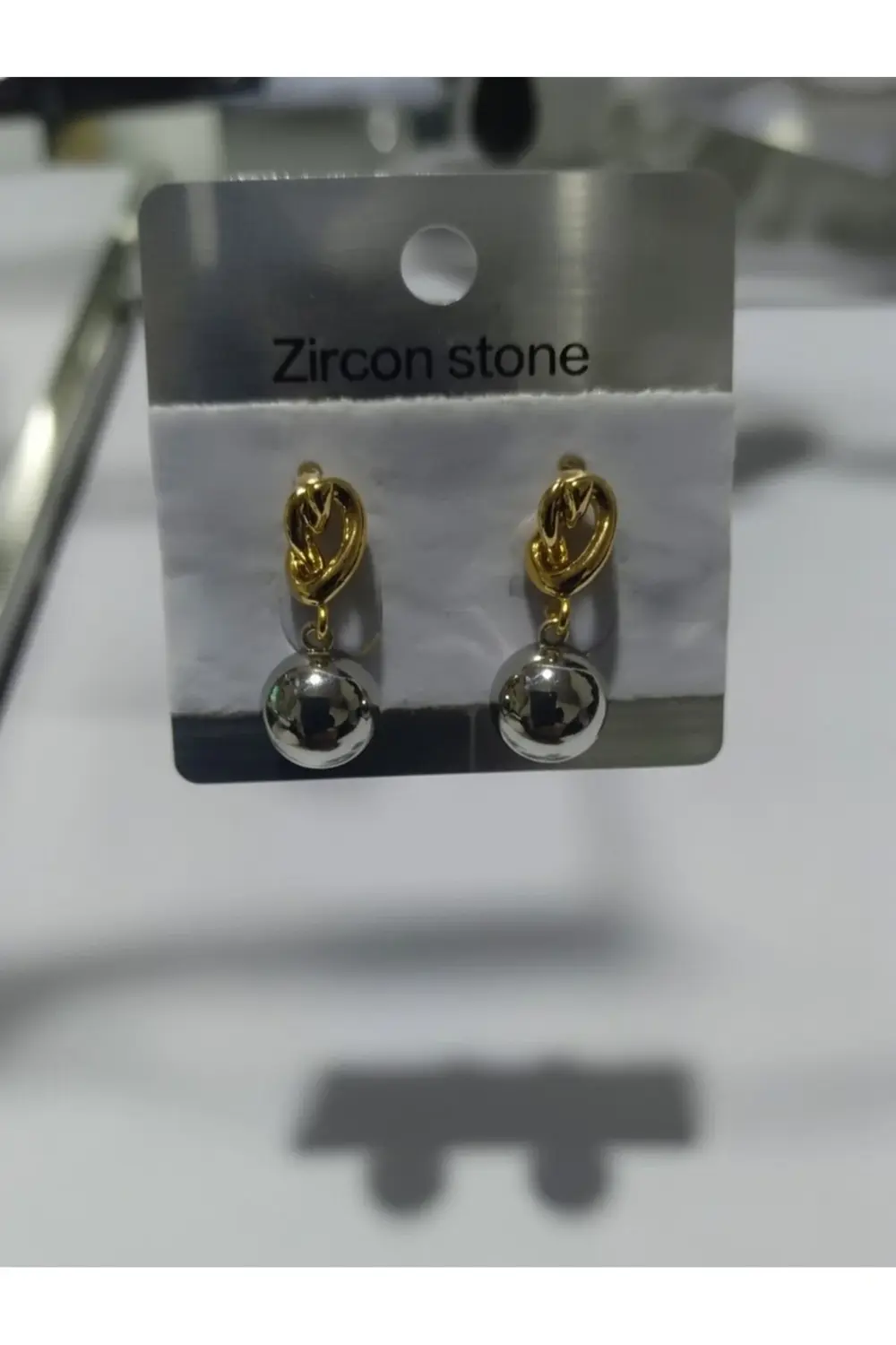 Çelik Zirkon taşlı Küpe