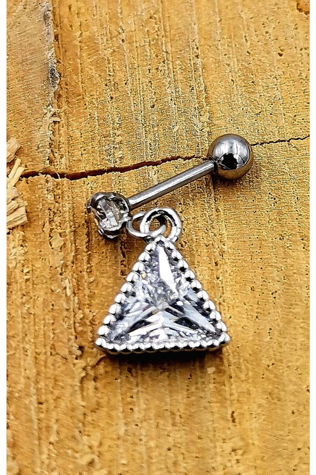 Çelik Zirkon Taşlı Piercing