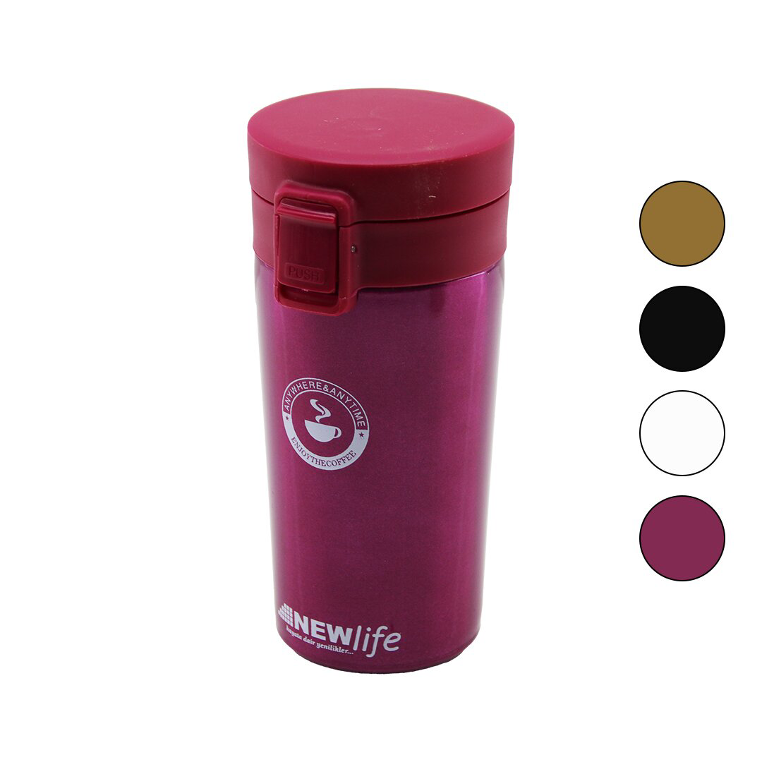 ÇELİK=18-8 METAL TERMOS KUPA BARDAK 300ML FİLTRELİ KULPSUZ BAS-AÇ