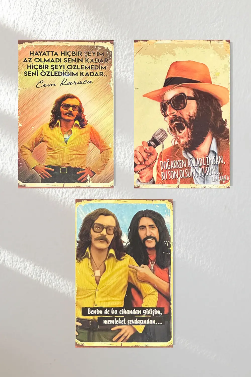"cem Karaca" Ahşap Poster Üçlü Set 20*15 Cm