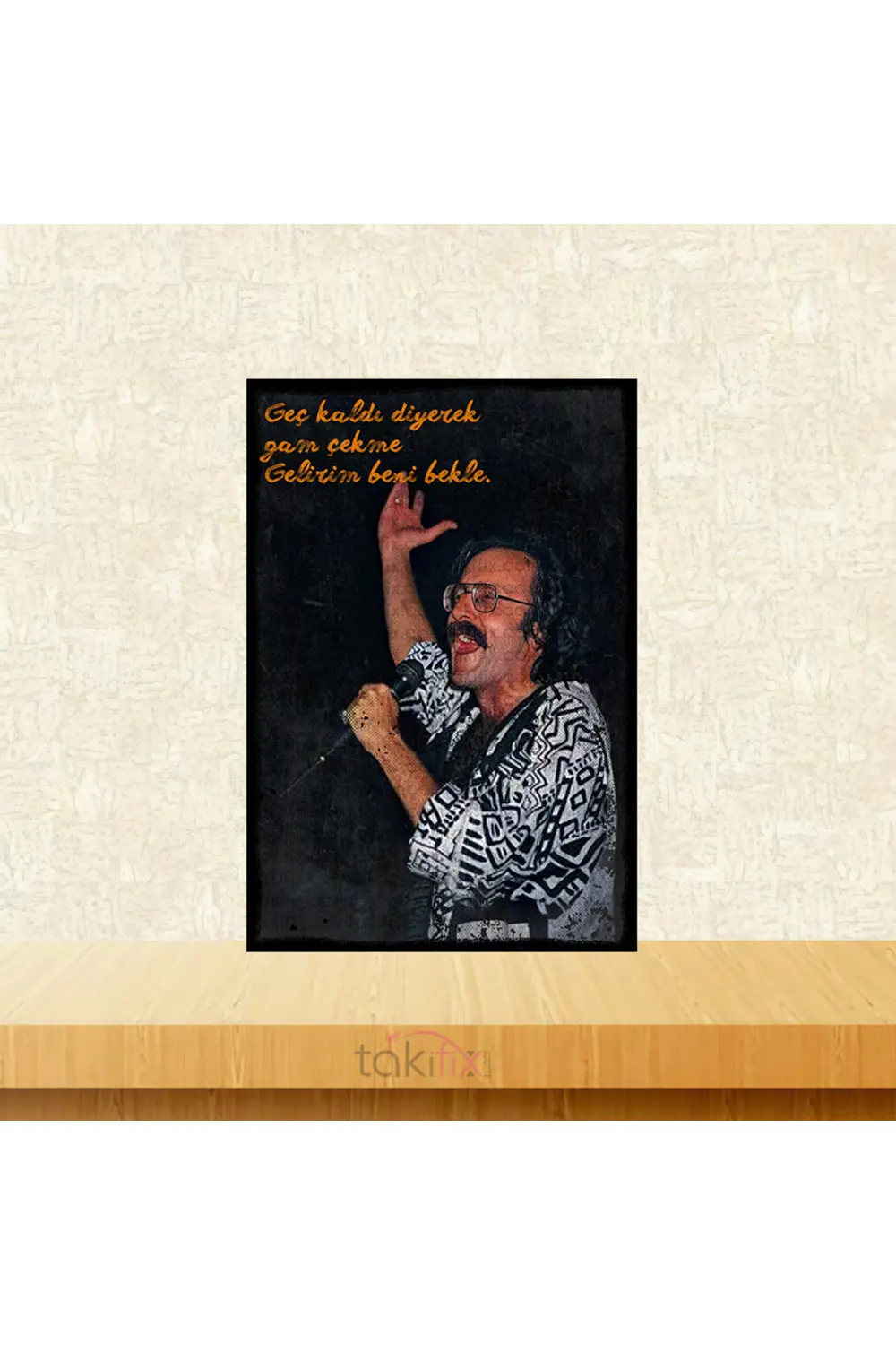 Cem Karaca Gelirim Beni Bekle 20x30 Cm Retro Ahşap Tablo