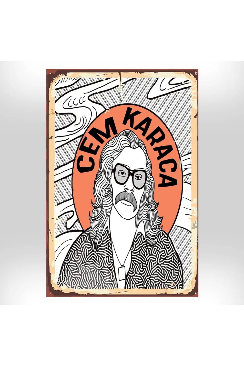 Cem Karaca Tasarımlı 20x30 Cm Retro Ahşap Tablo
