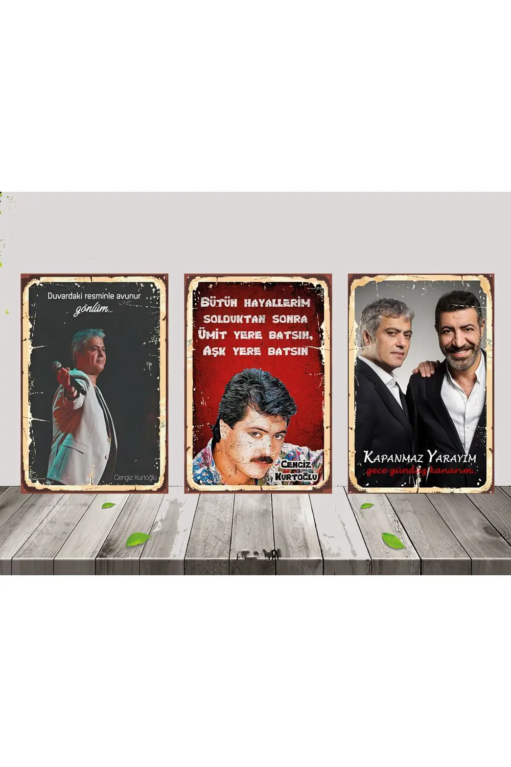 Cengiz Kurtoğlu Hakan Altuğ Temalı 3 Adet 20x30 CM Ahşap Poster S