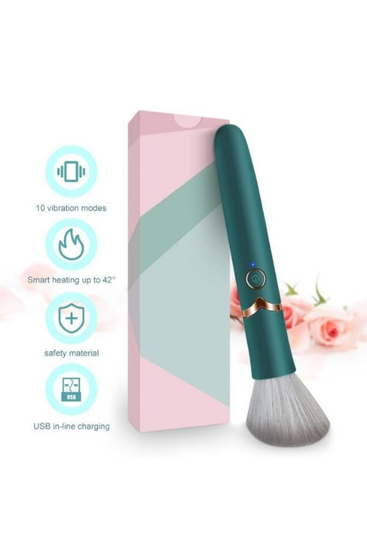 Censan USB Şarj Edilebilir 10 Hızlı Silikon Makyaj Fırçası - C-78