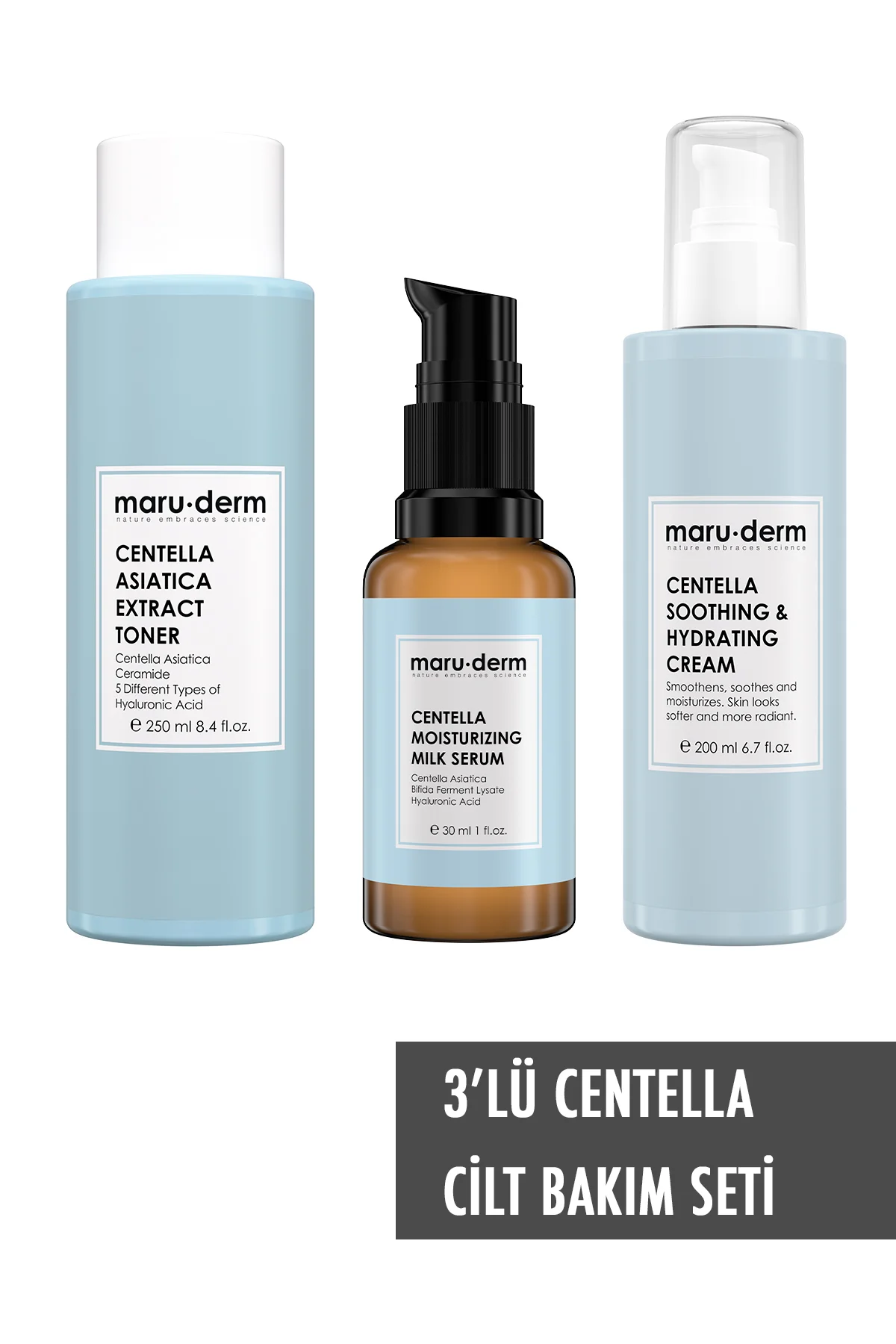 Centella 3'lü Cilt Bakım Seti - Centella Krem, Centella Tonik, Ce