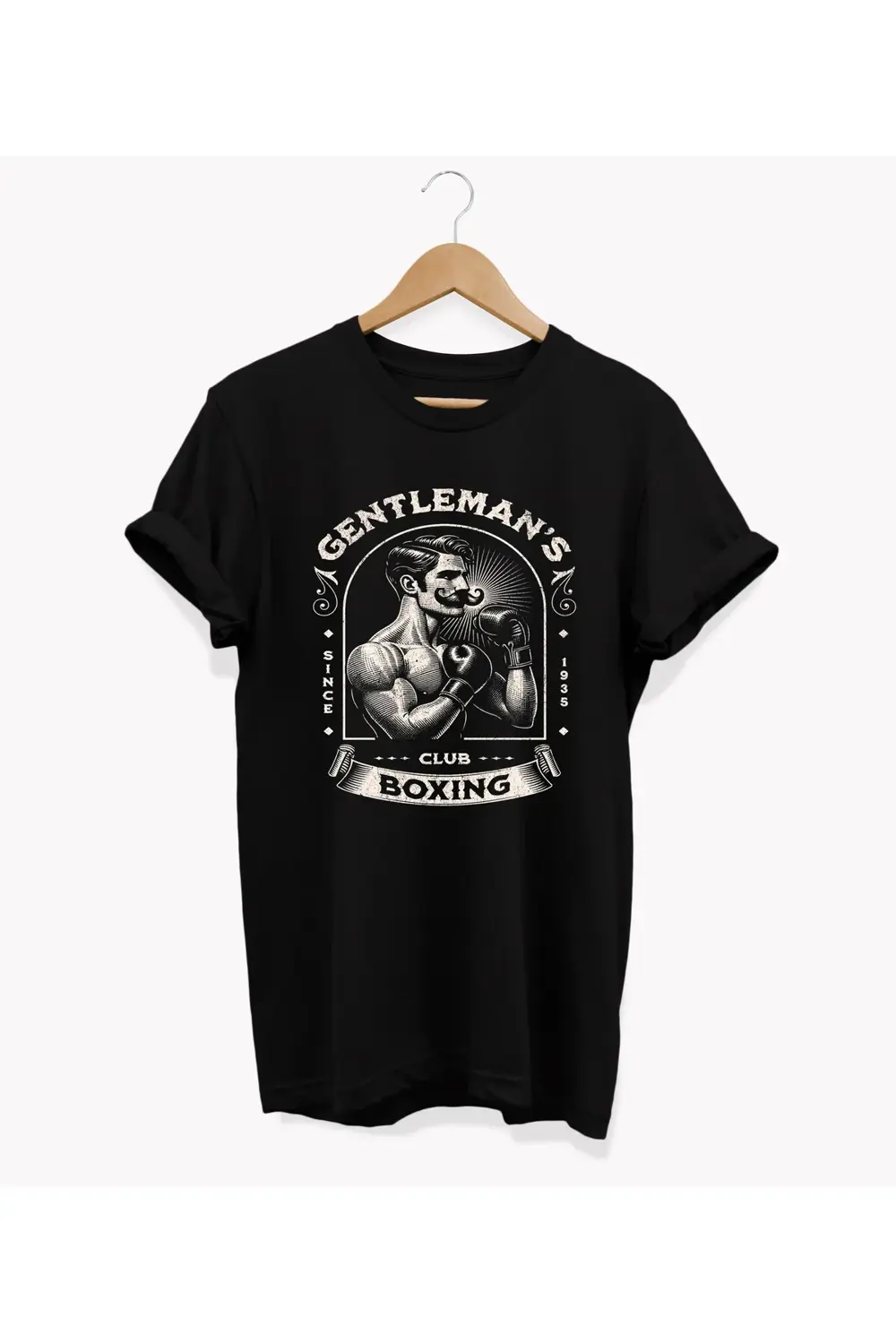 , Centilmenler Kulübü Baskılı, %100 Pamuk, Bisiklet Yaka, Basic T