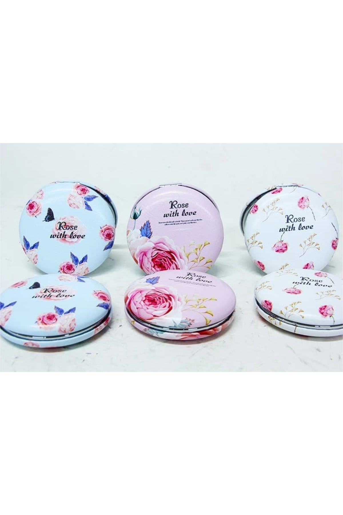 Cep Aynası Yuvarlak Tombul Flowers