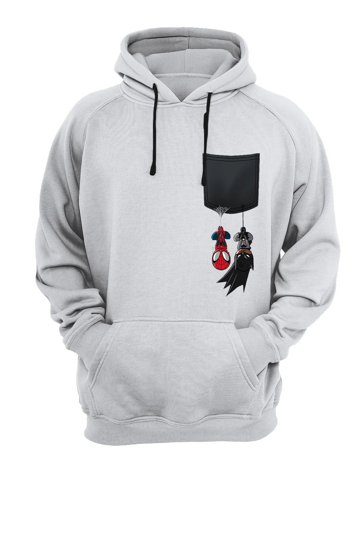 Cep Batman Baskılı Fermuarsız Kapüşonlu Sweatshirt