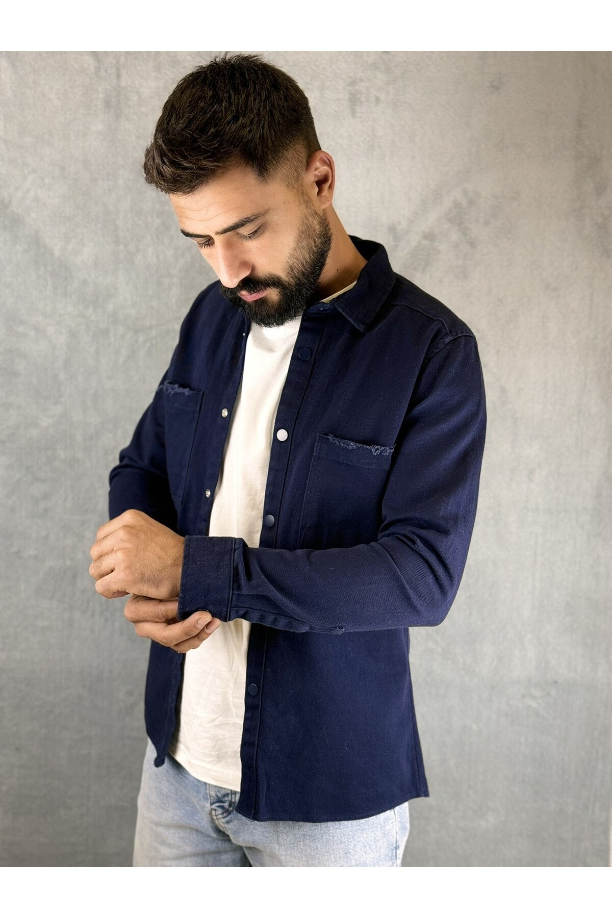 Casualmen32 Cep Eskitme Gabardin Gömlek