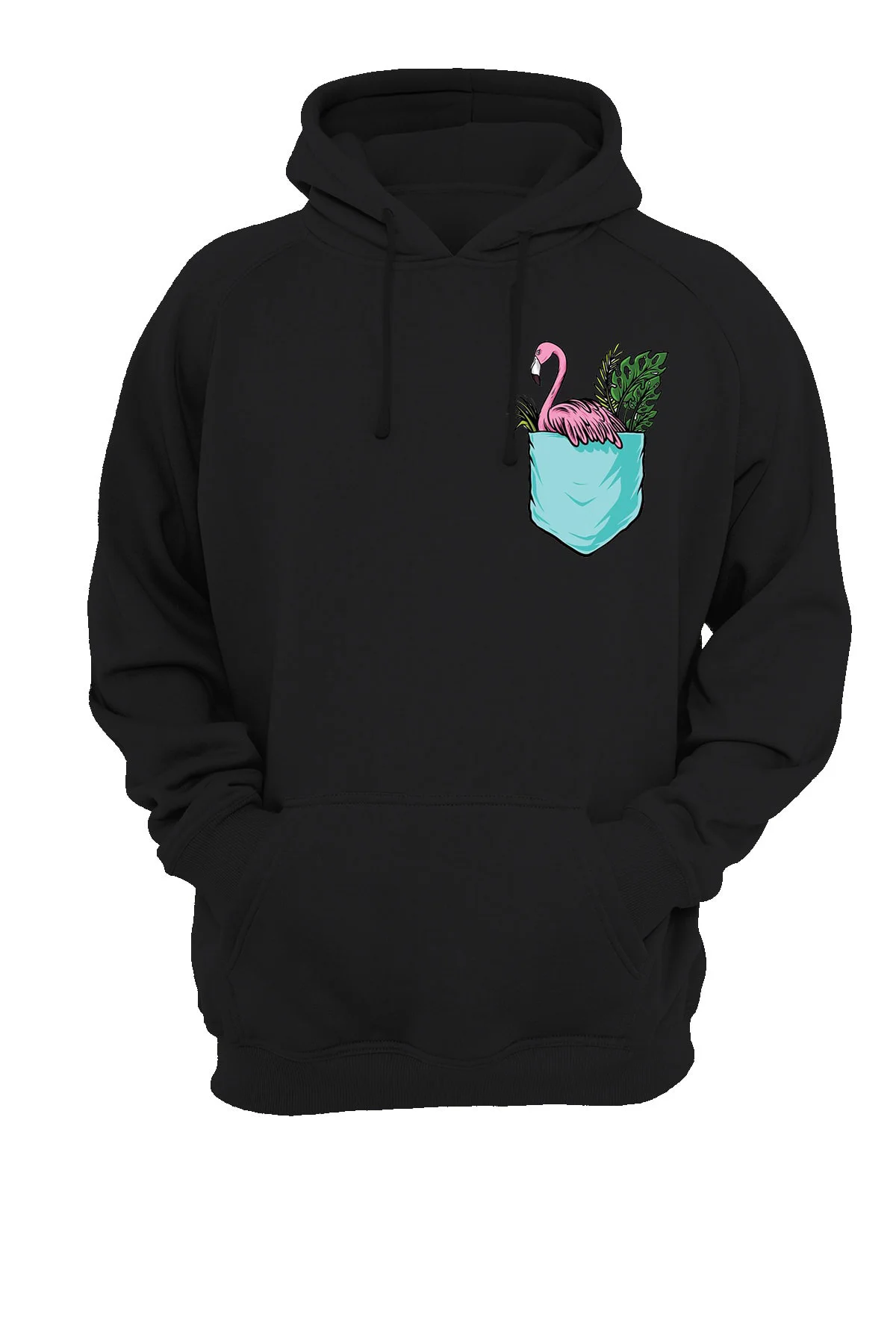 Cep Flamingo Baskılı Fermuarsız Kapüşonlu Sweatshirt